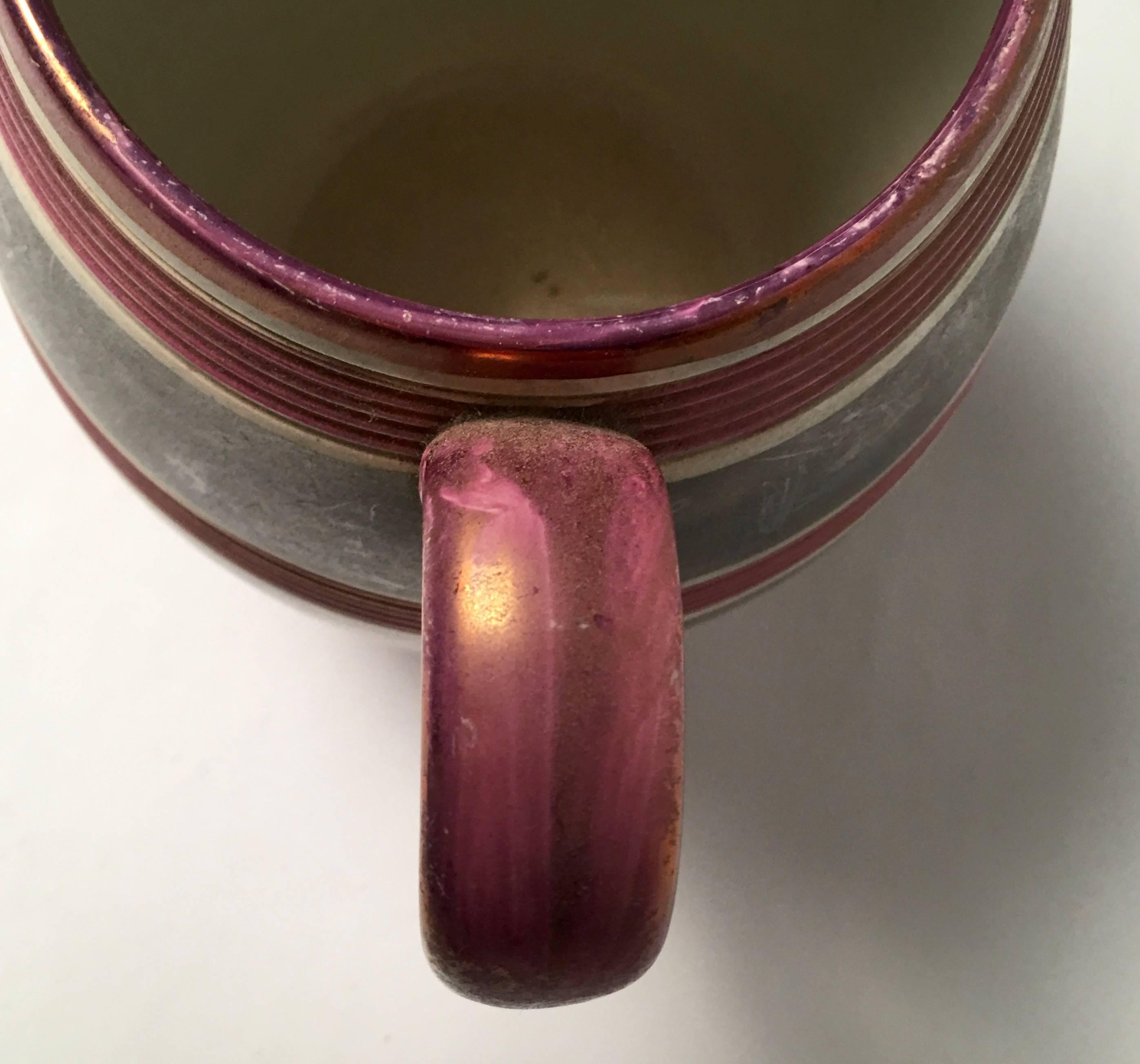 Ceramic Striking Staffordshire Silver and Pink Lustrerware Pitcher