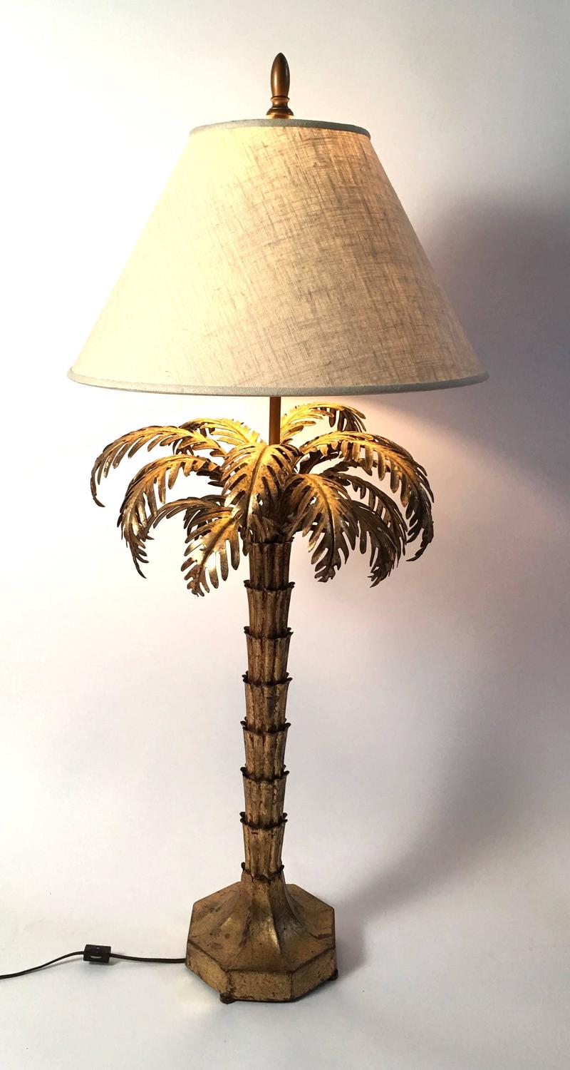 Gilt Metal Palm Tree Lamp For Sale at 1stdibs