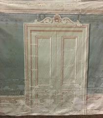 Large 19th Century Painted Canvas Theater Scenic Backdrop