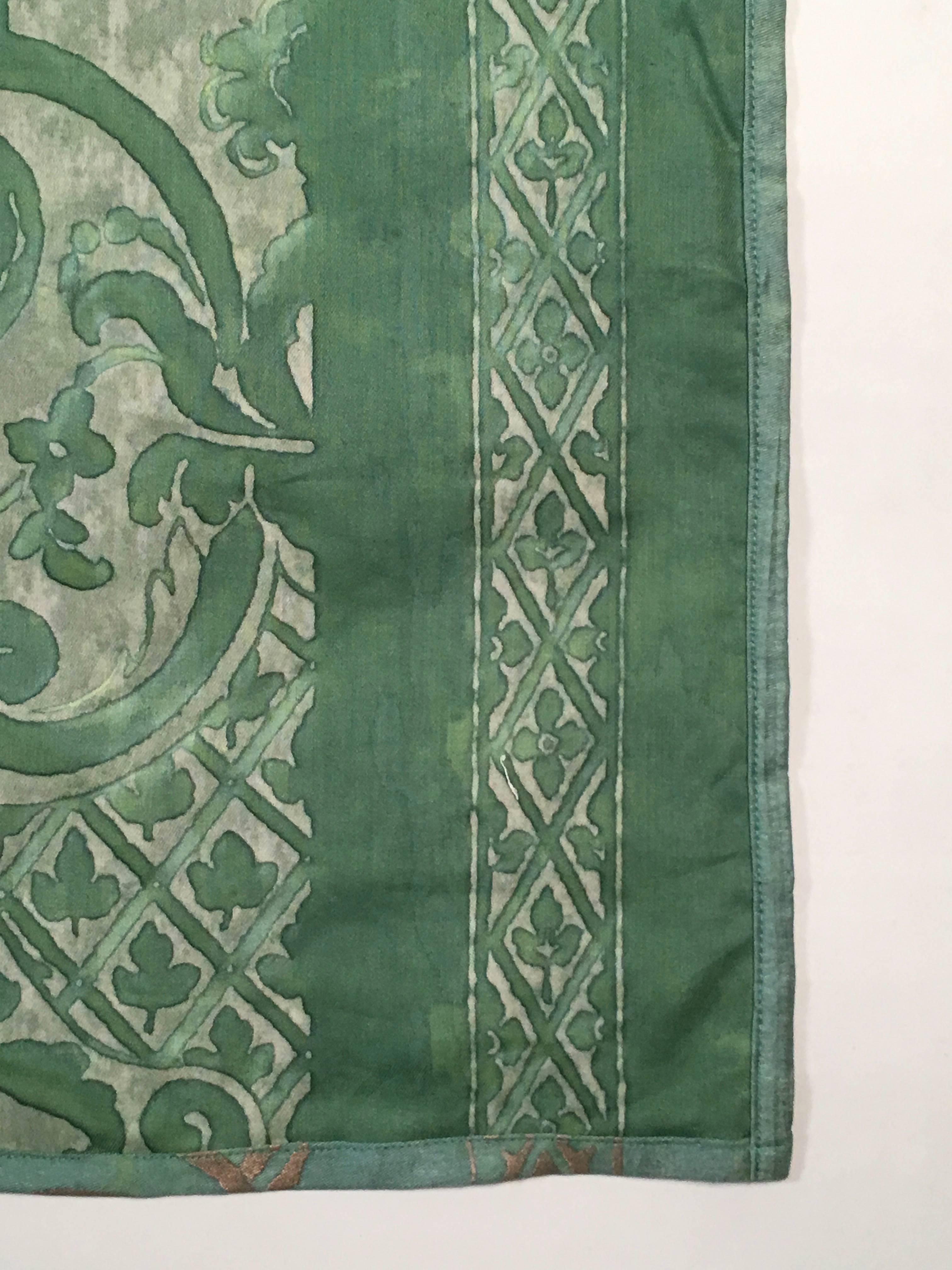 Italian Fortuny Carnavalet Green and Gold Fabric
