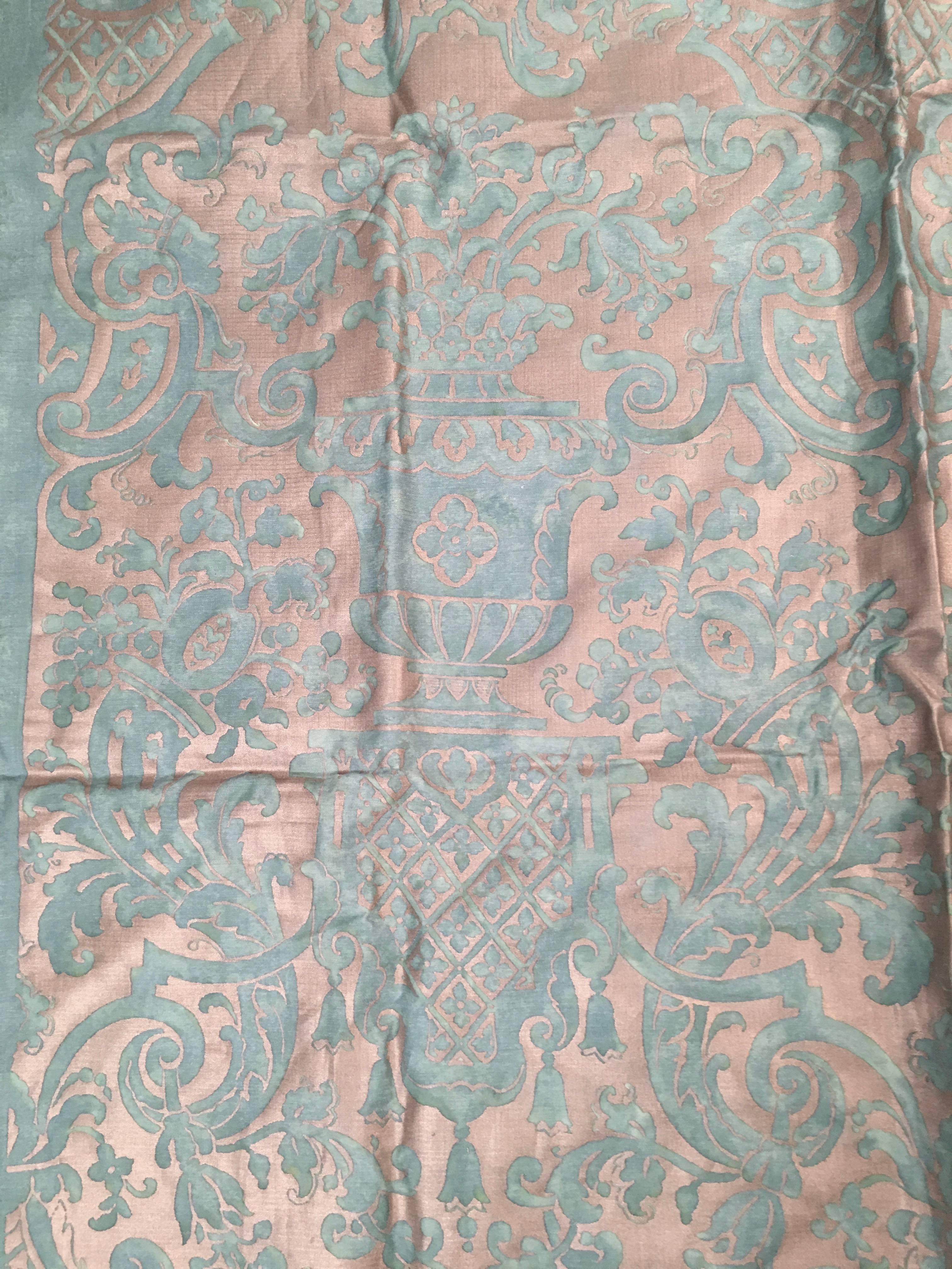 Hand-Crafted Fortuny Carnavalet Green and Gold Fabric