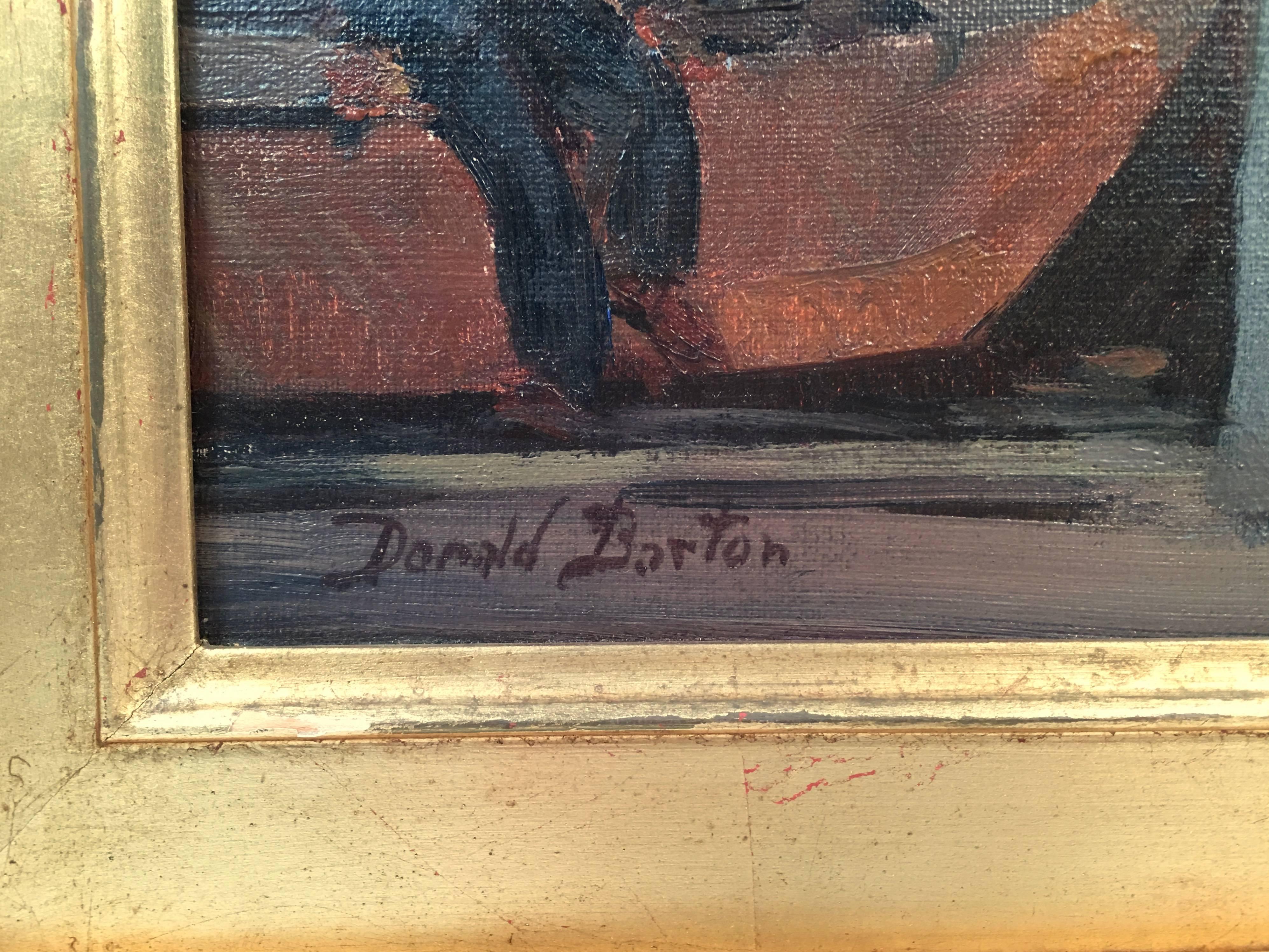 Donald Blagge Barton Painting of Fish Pier, Gloucester, circa 1935 In Excellent Condition In Essex, MA