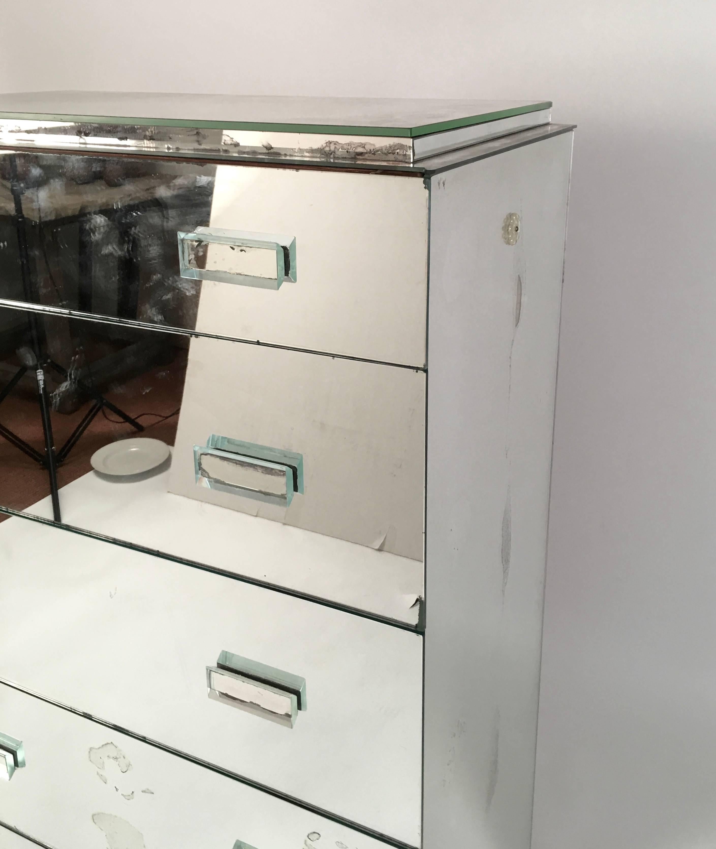 Art Deco Mirrored Glass Dresser In Good Condition In Essex, MA