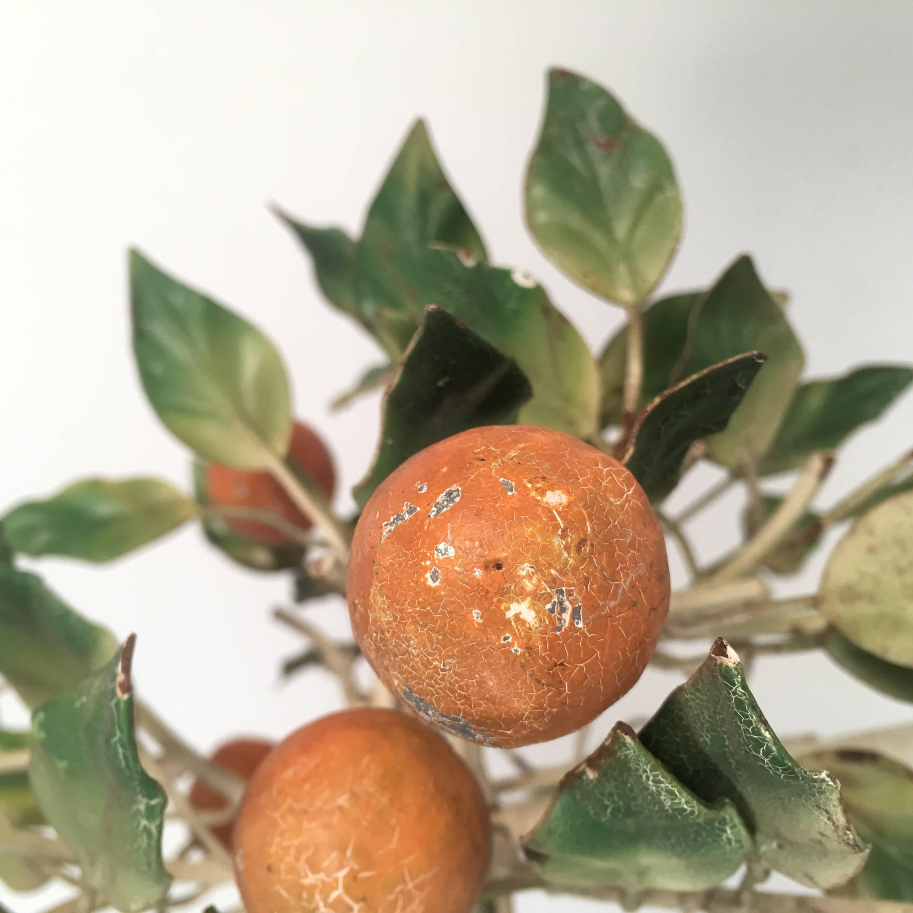 Metal Italian Tole Orange Trees in Planters