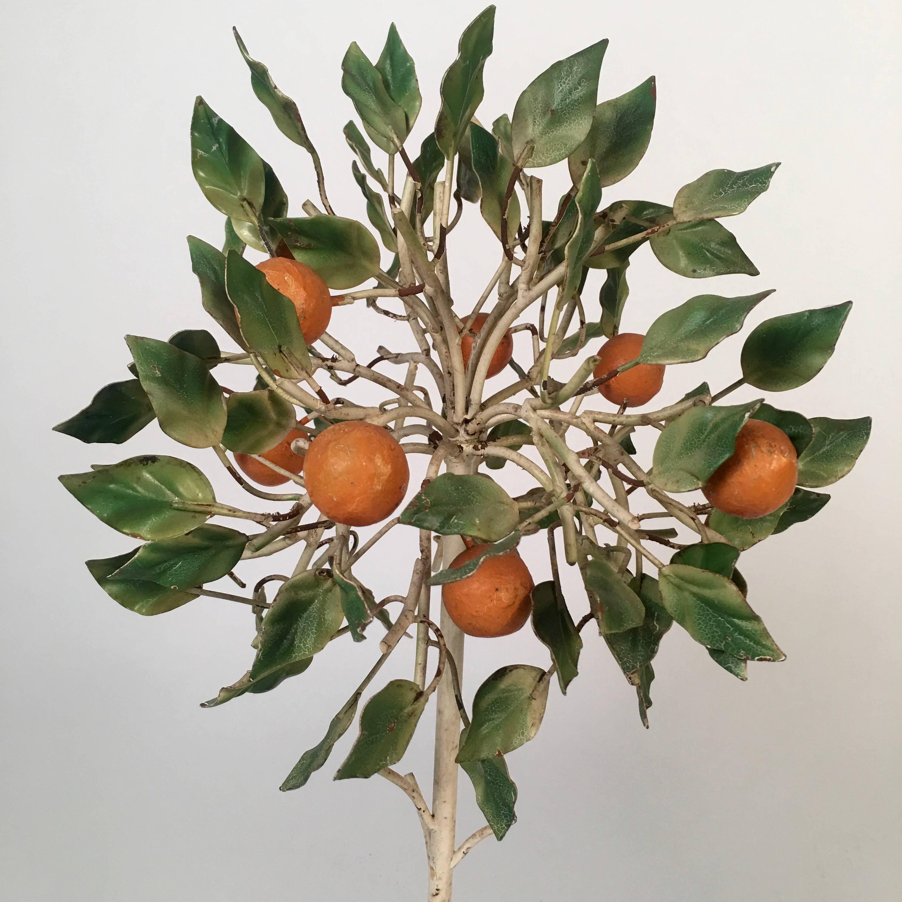 Italian Tole Orange Trees in Planters In Good Condition In Essex, MA
