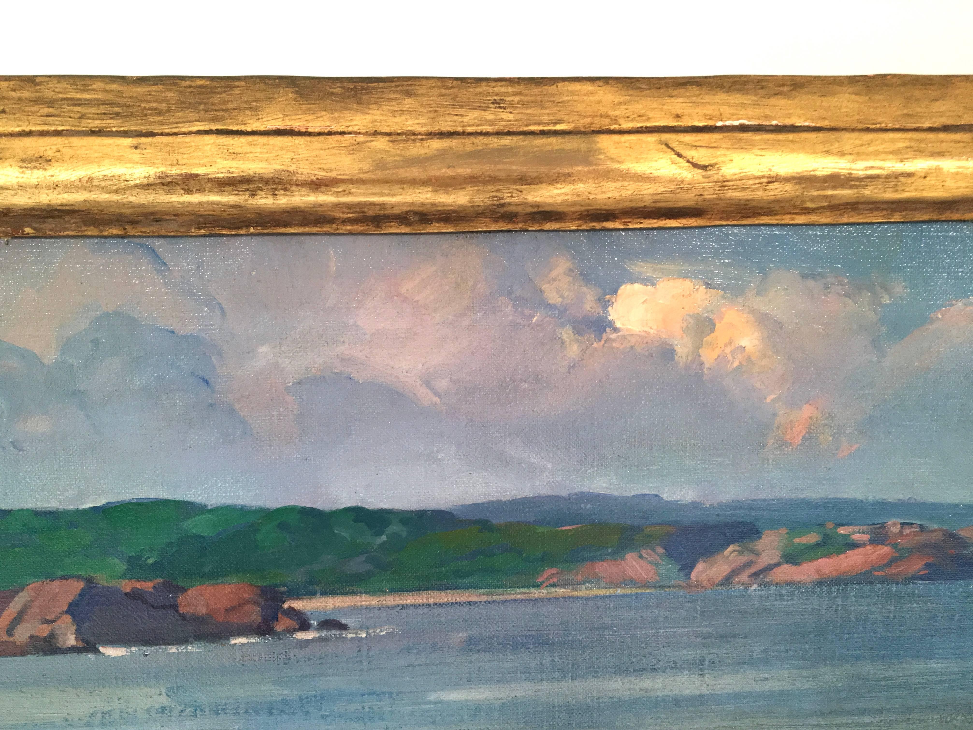 Carved Donald Barton Painting of the Rocky Gloucester Massachusetts Coast, circa 1930s
