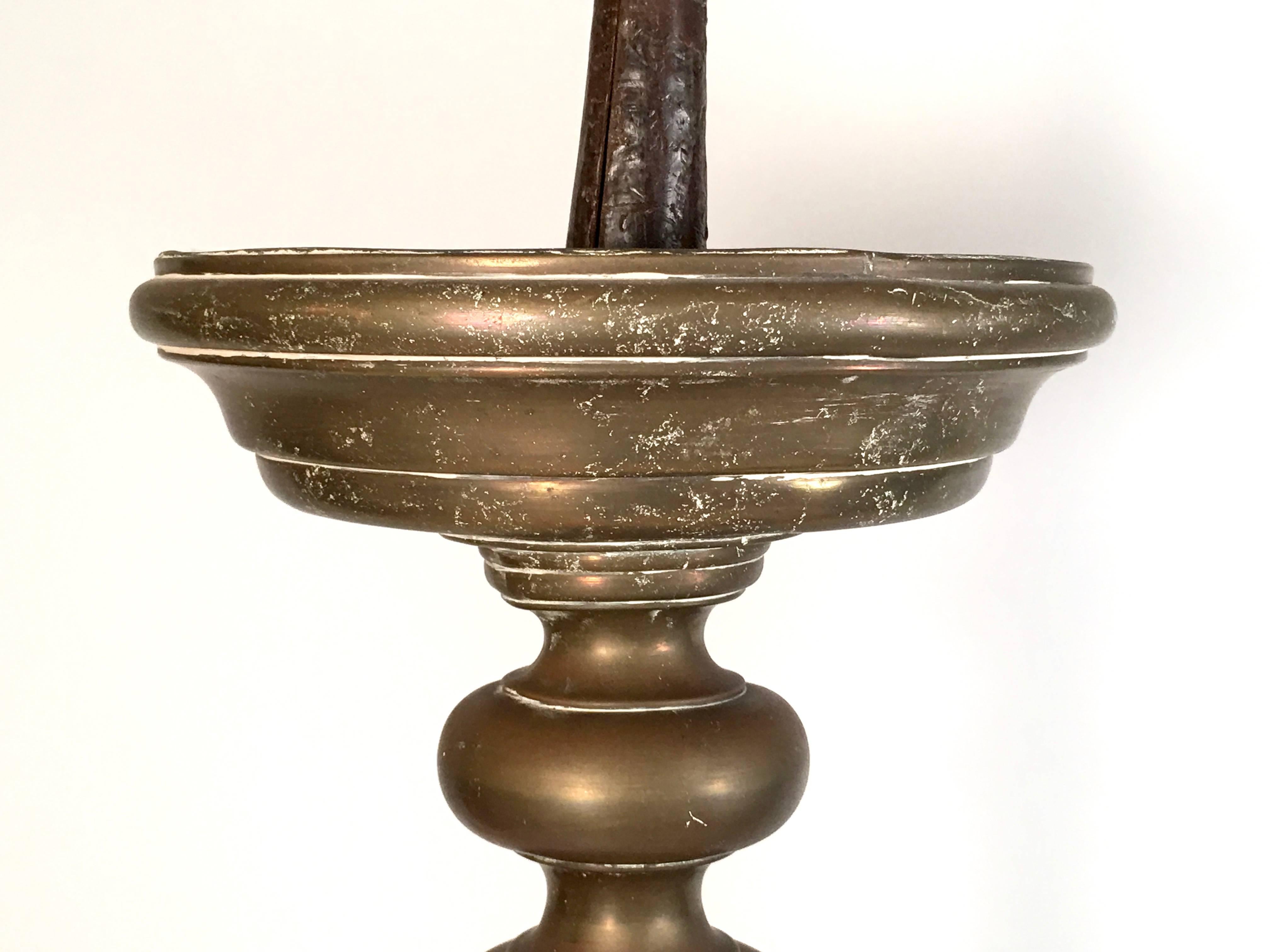 18th Century and Earlier Pair of Giant Baroque Period Bronze Pricket Candlesticks, 17th Century