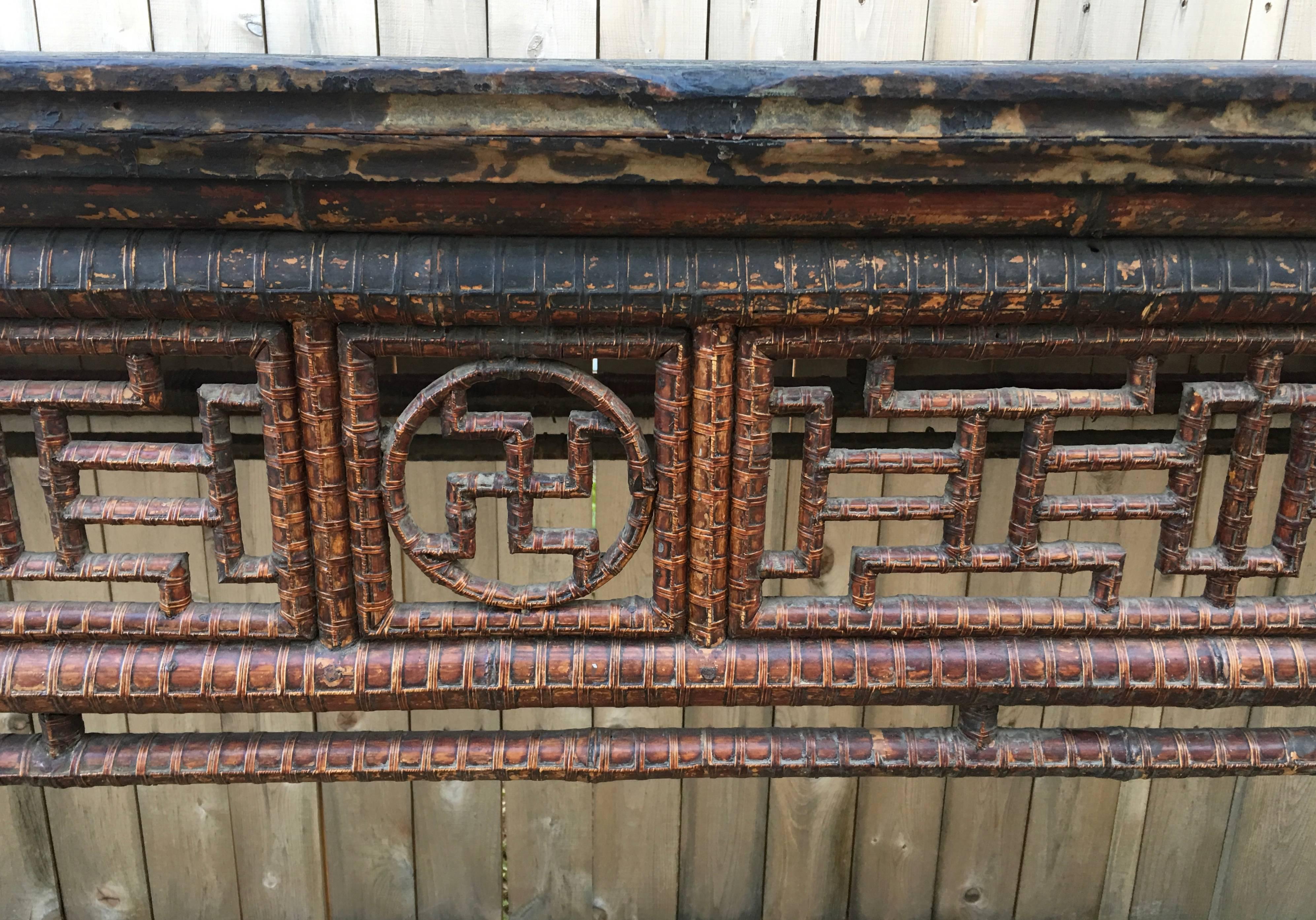 19th Century Chinese Bamboo Country Console Table