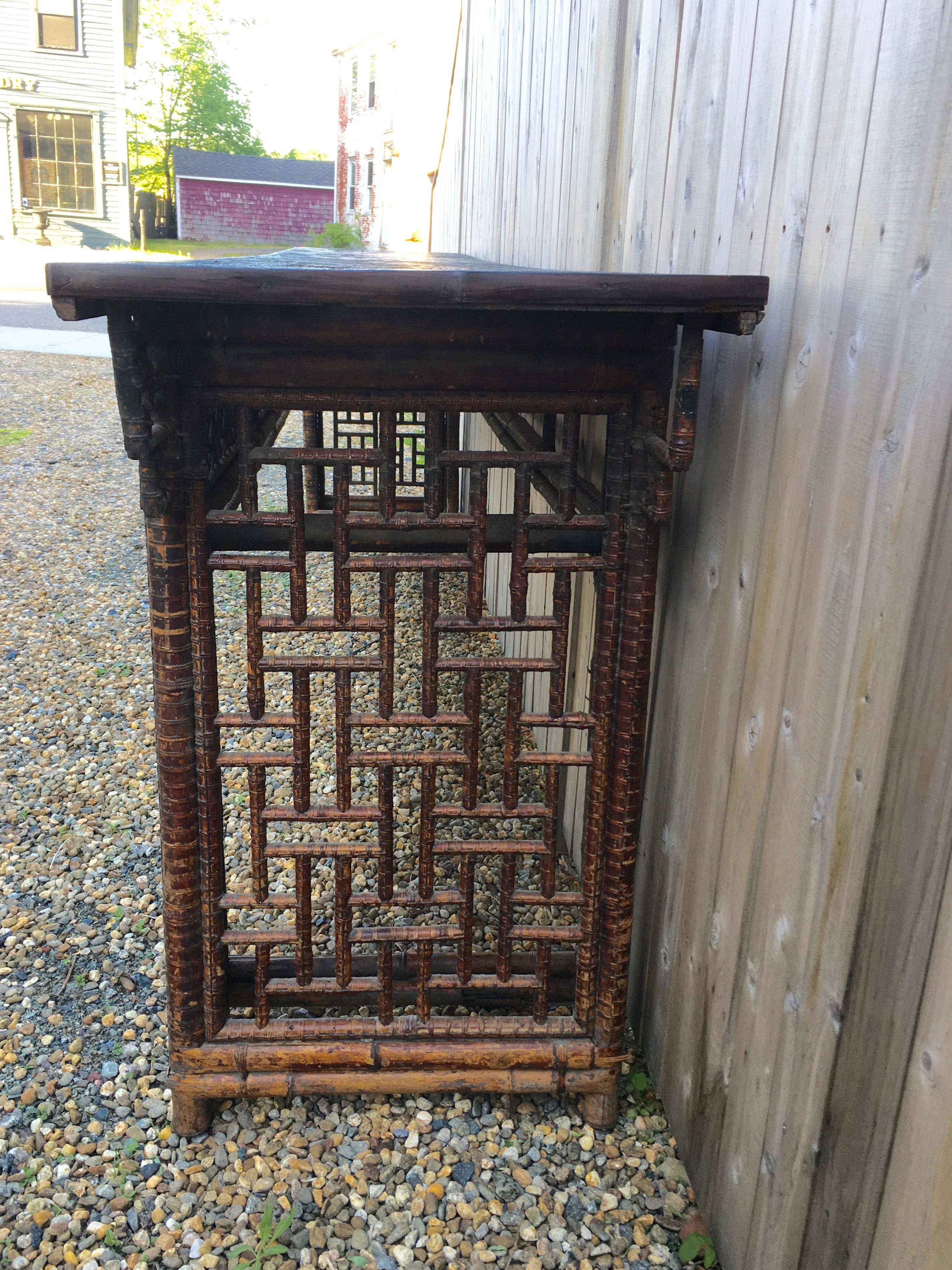 Chinese Bamboo Country Console Table 3