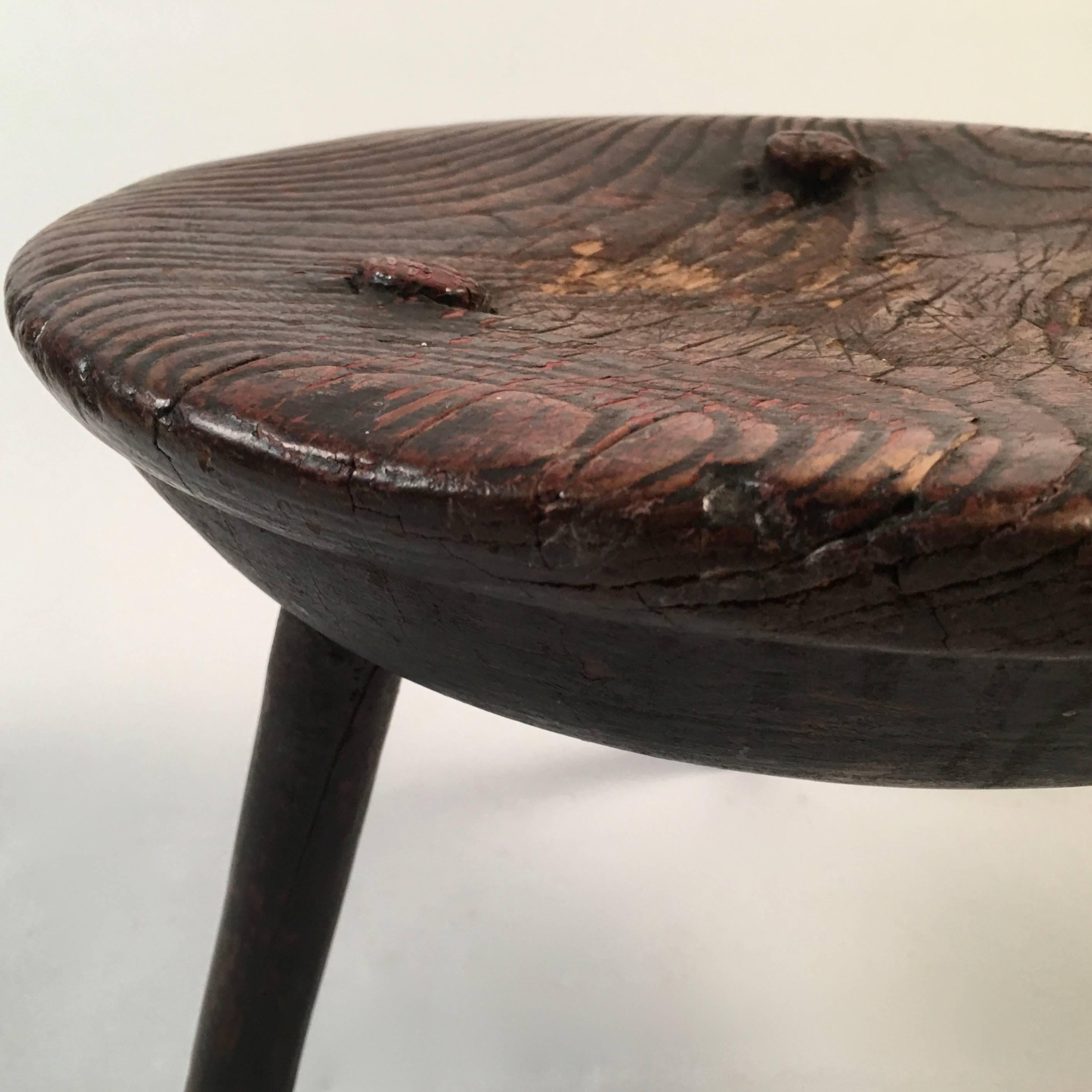 Carved 18th Century Milking Stool or Low Occasional Table
