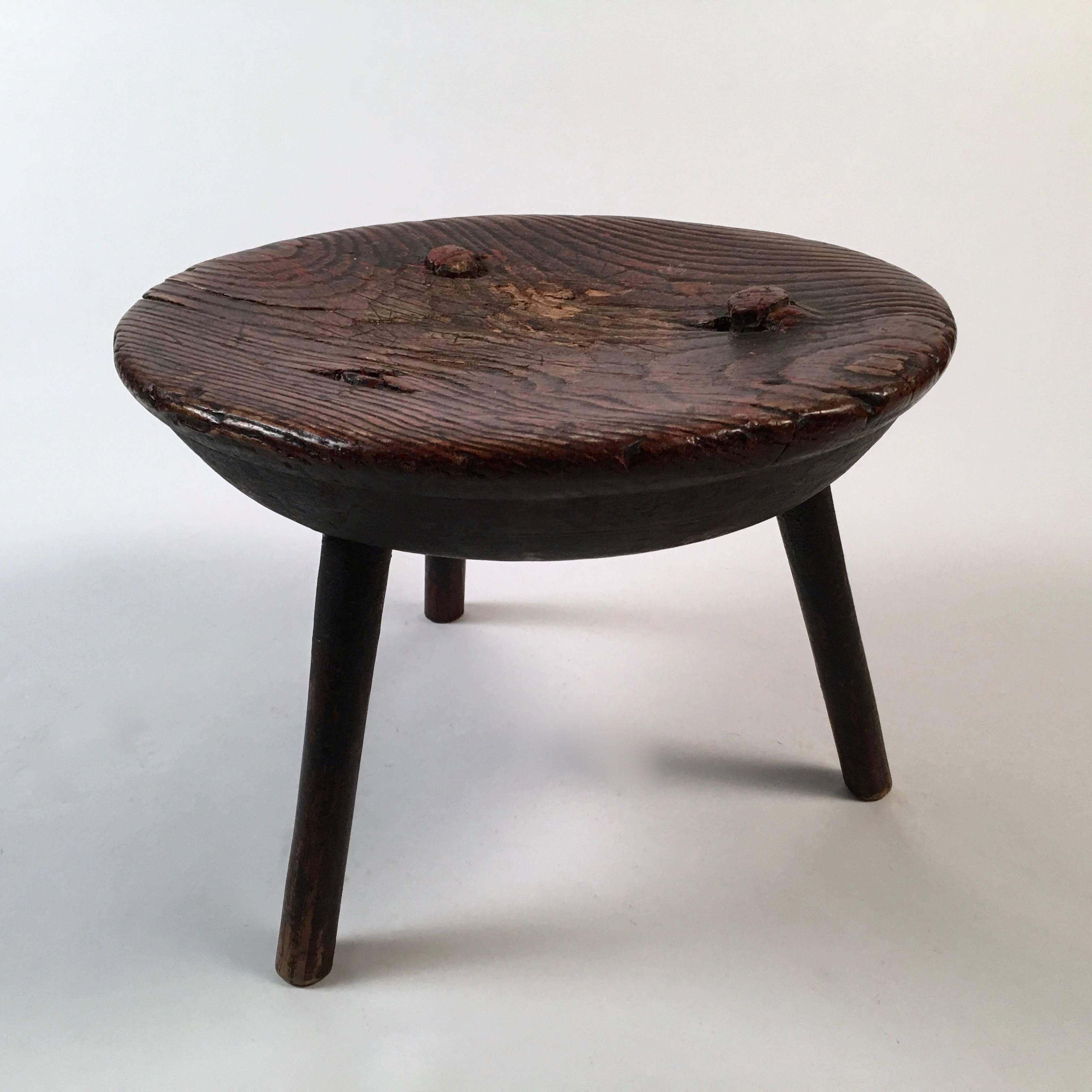 Oak 18th Century Milking Stool or Low Occasional Table