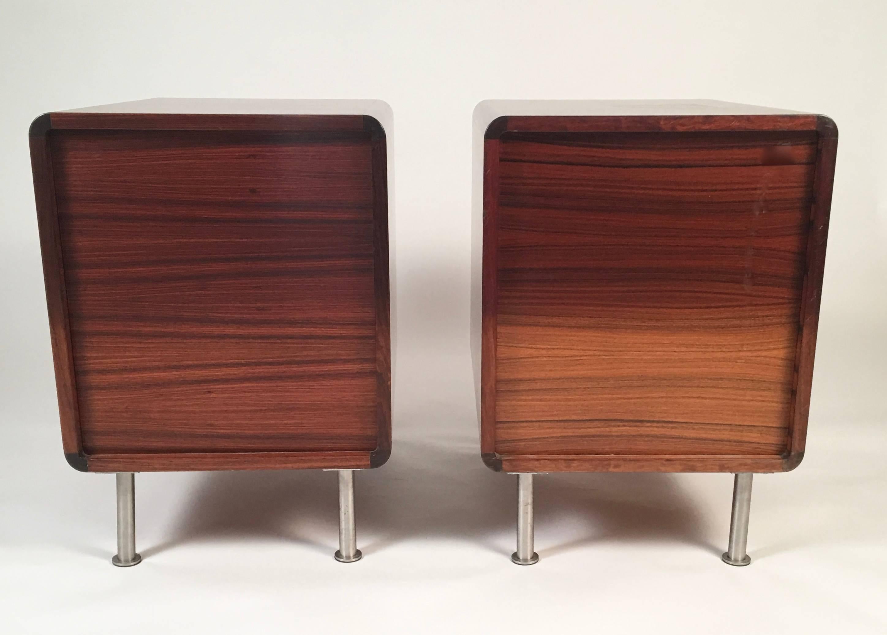 Pair of Danish Rosewood Cabinets or Nightstands In Excellent Condition In Essex, MA