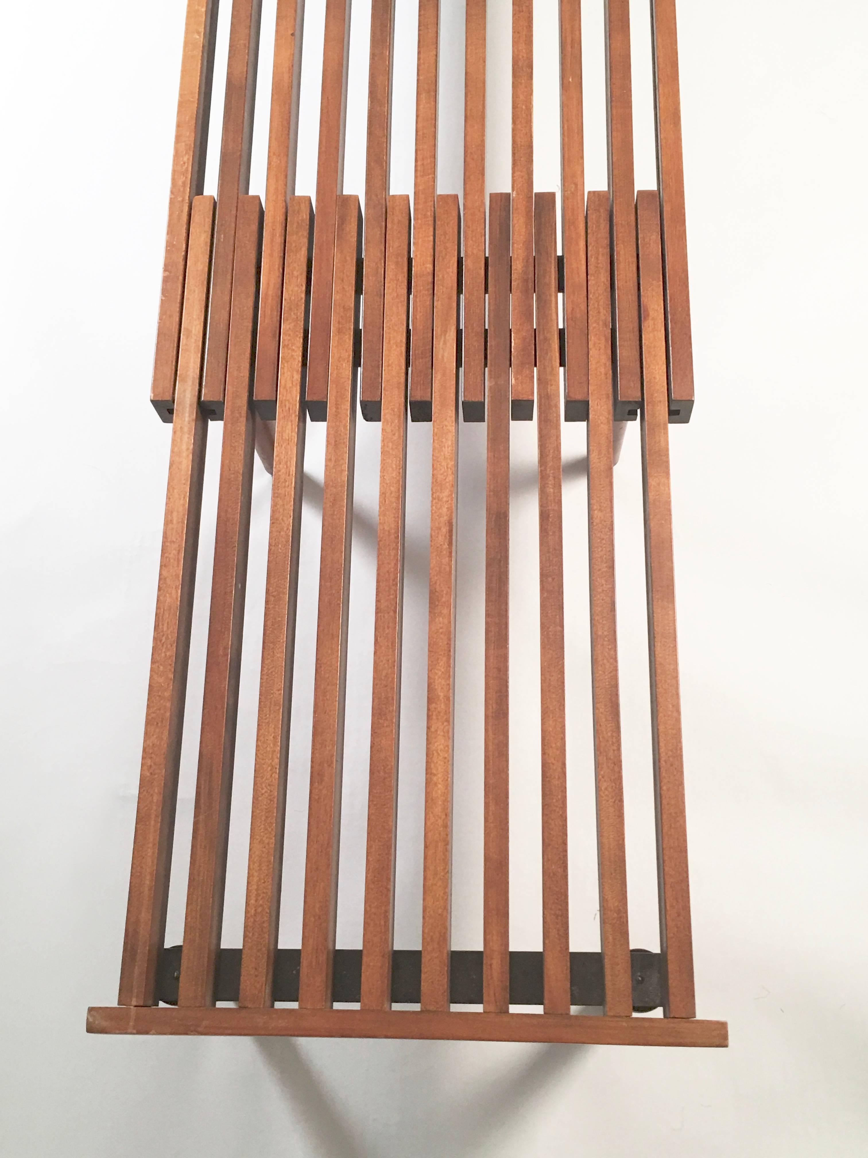 Mid-20th Century Mid-Century Slat Wood Bench or Coffee Table, Adjustable Length