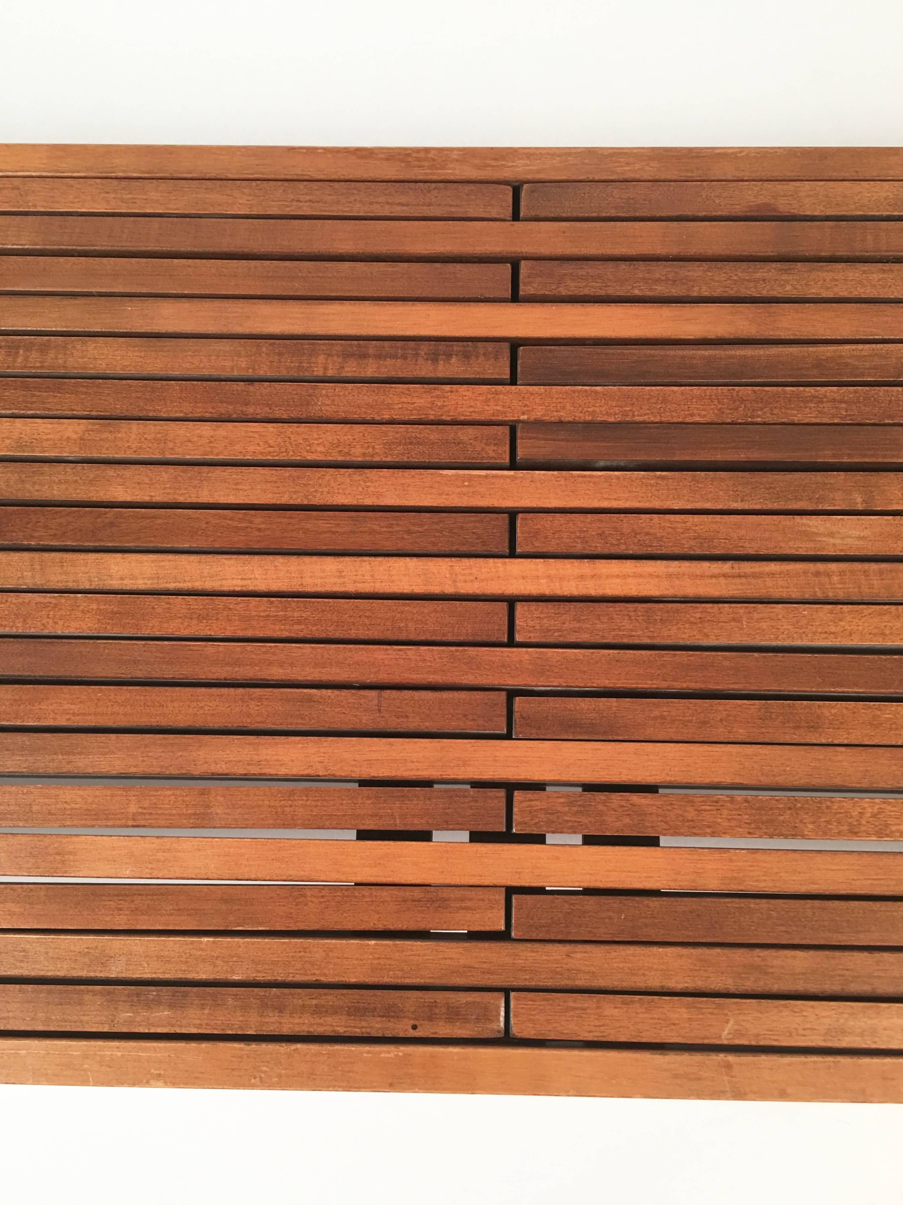 Mid-Century Slat Wood Bench or Coffee Table, Adjustable Length 1