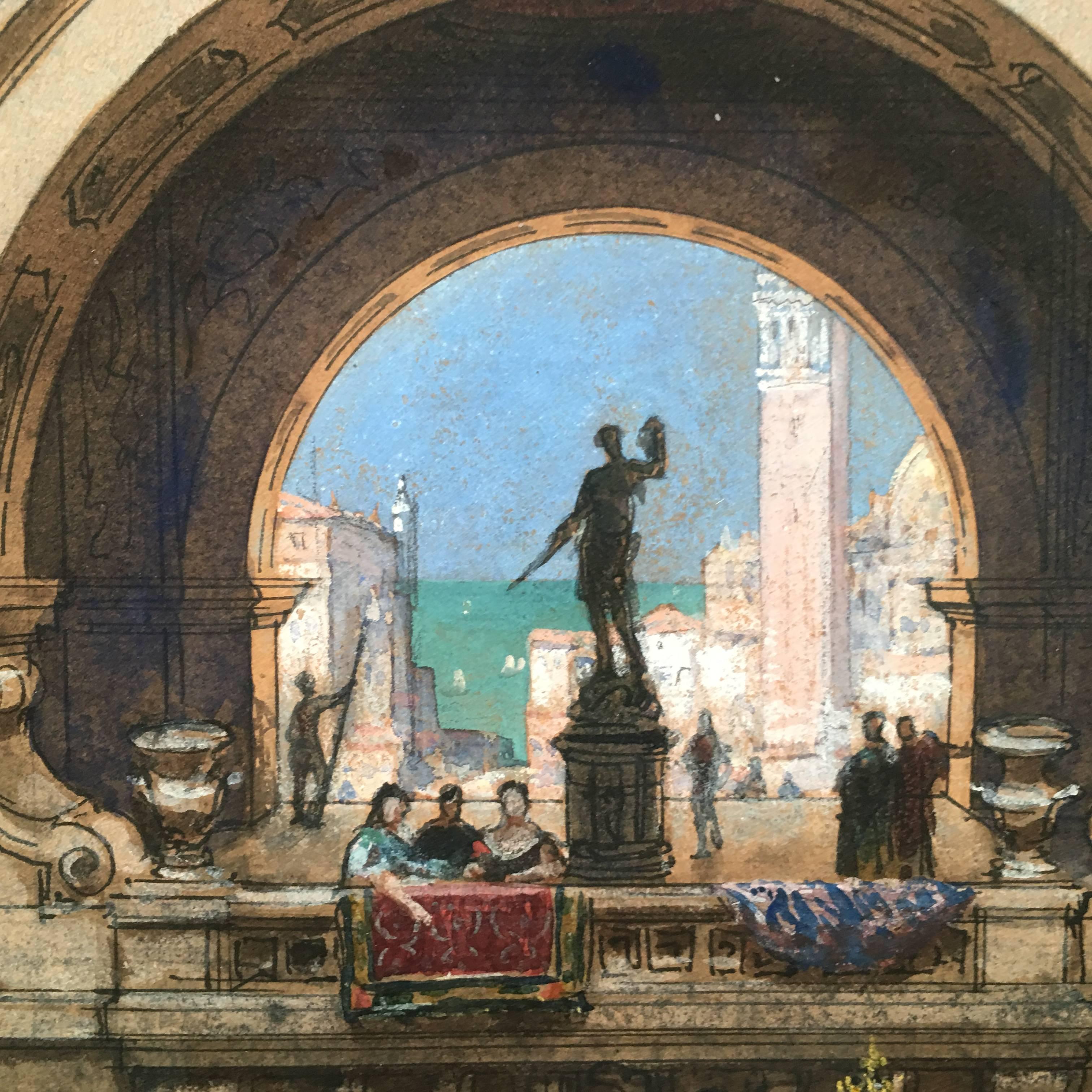 Beaux Arts Henri Mayeux Pastel Drawing of Venice