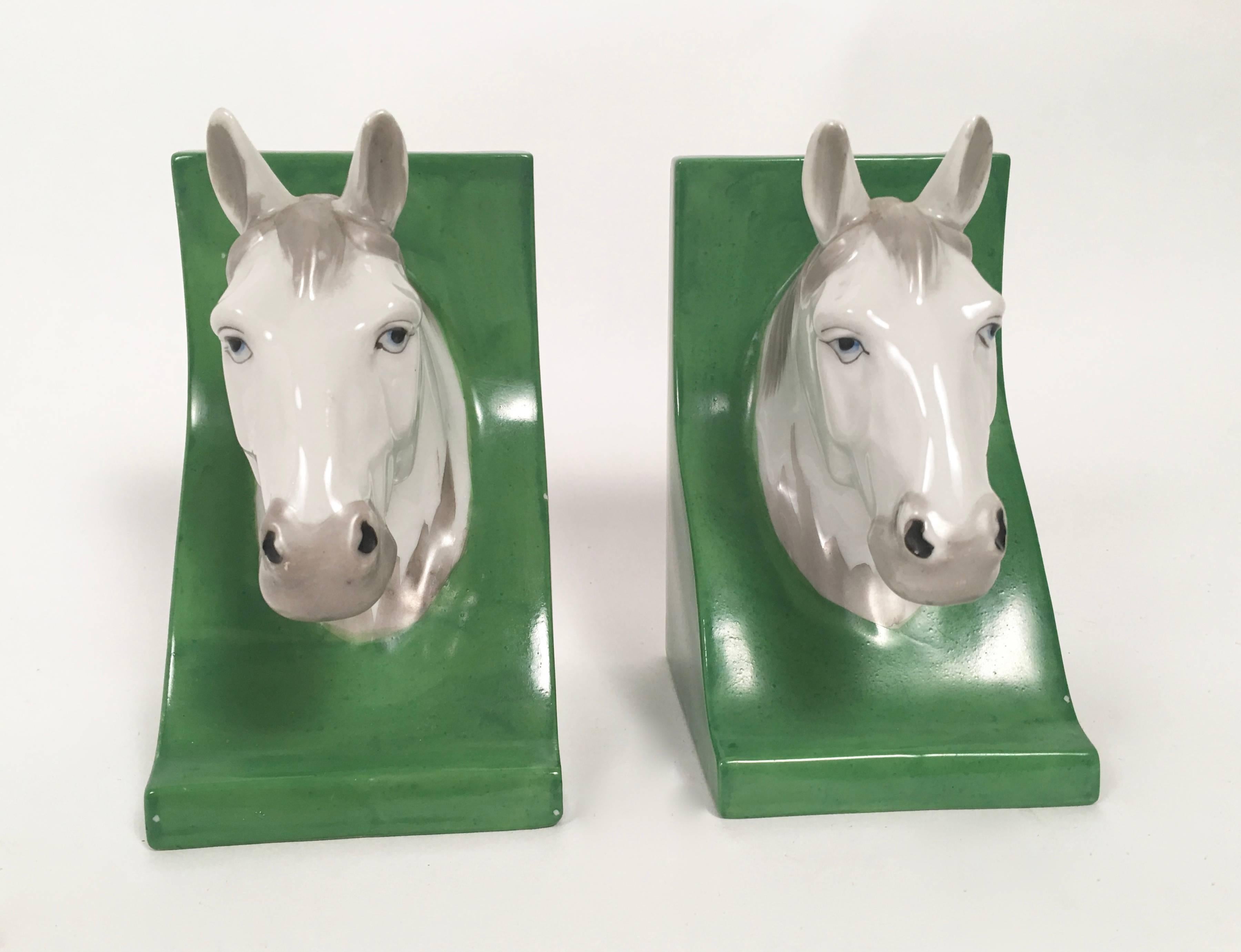 Japanese Pair of Horse Head Bookends