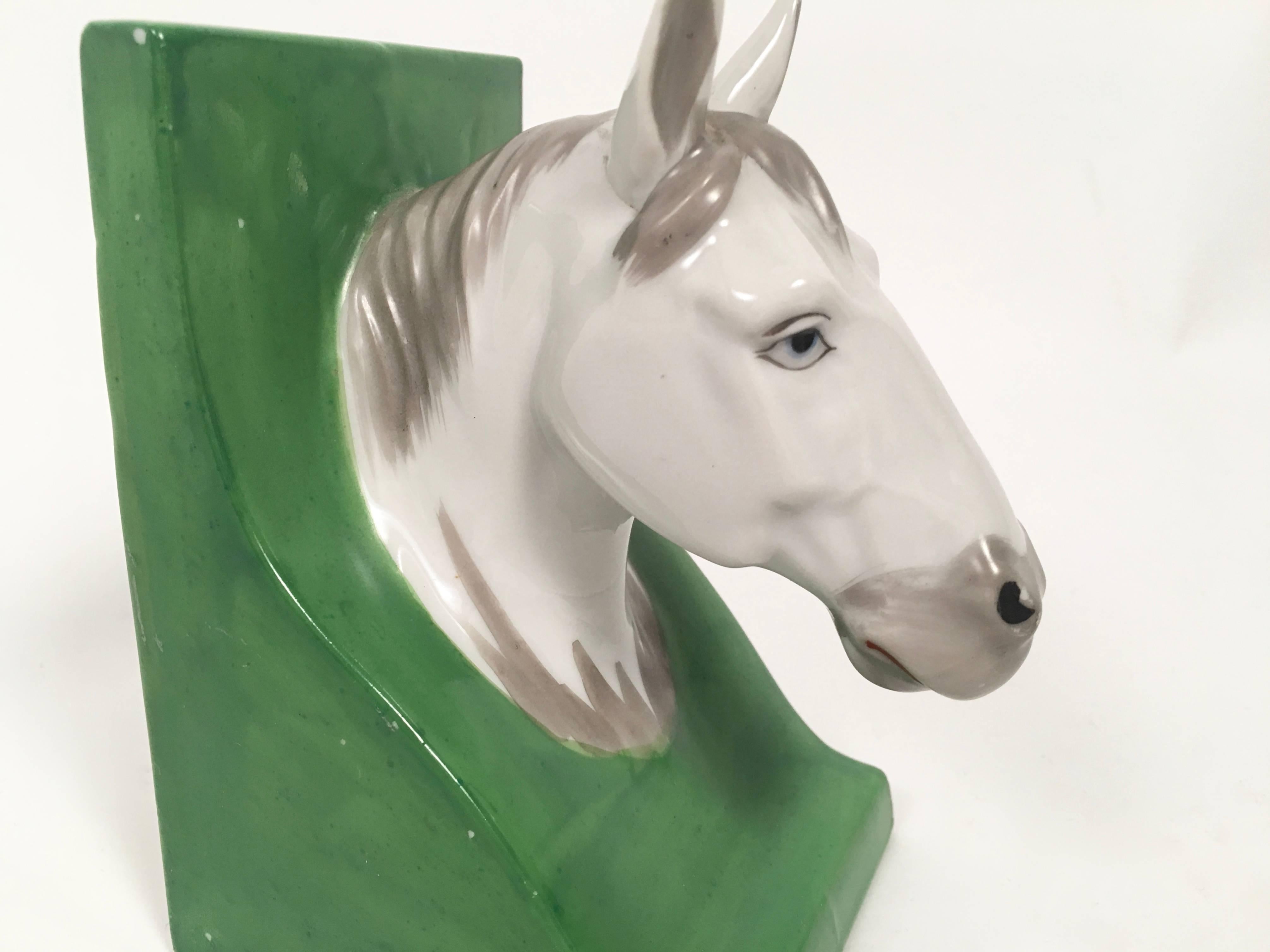 Pair of Horse Head Bookends In Good Condition In Essex, MA