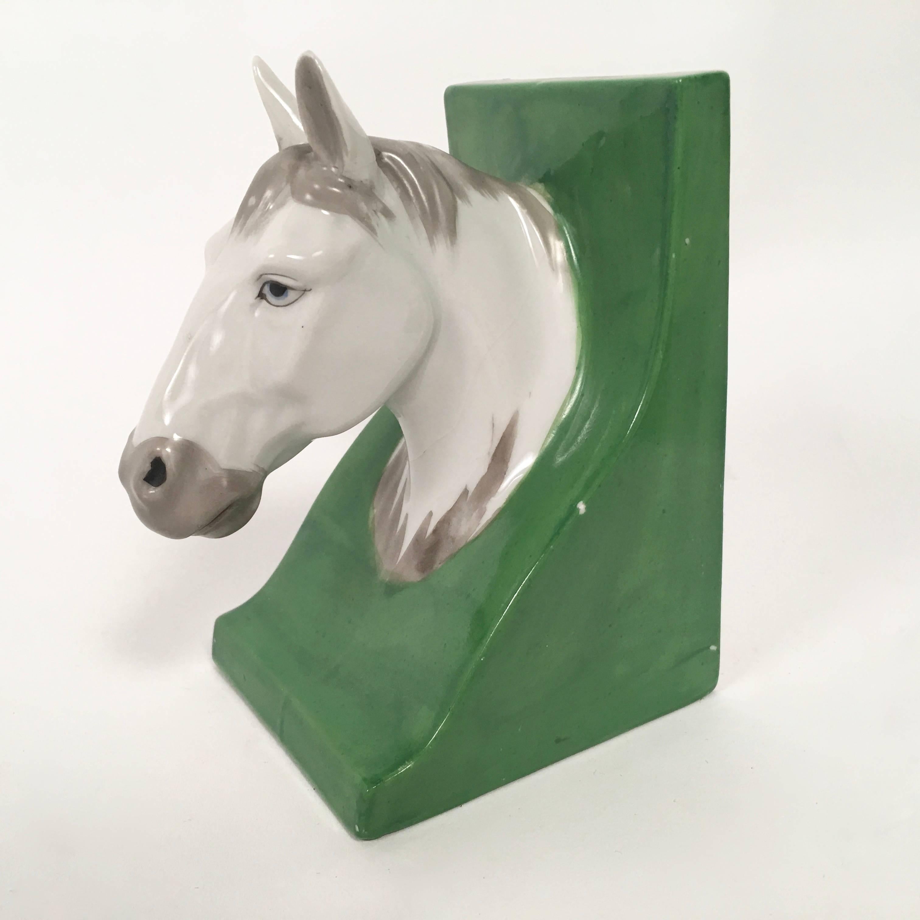 20th Century Pair of Horse Head Bookends