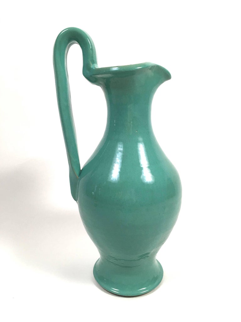 Large Turquoise Pottery Pitcher at 1stDibs