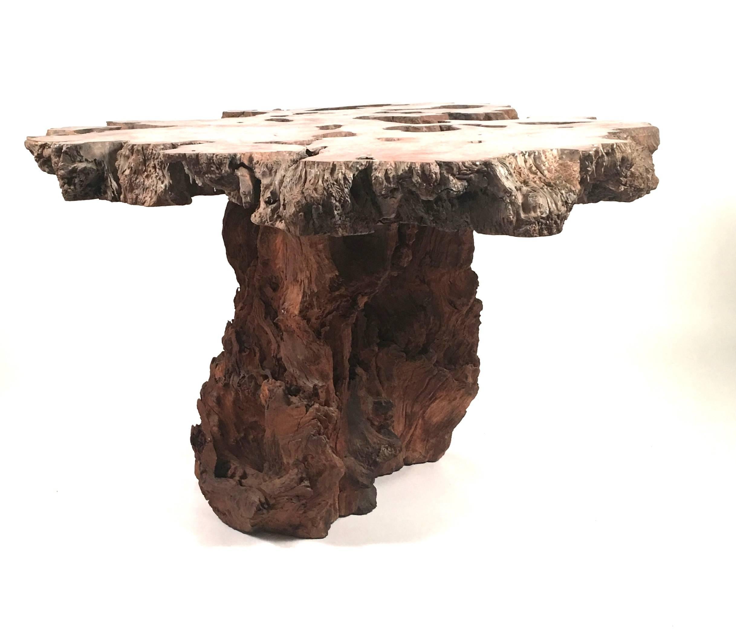 Large California Live Edge Redwood Root Organic Table In Good Condition In Essex, MA