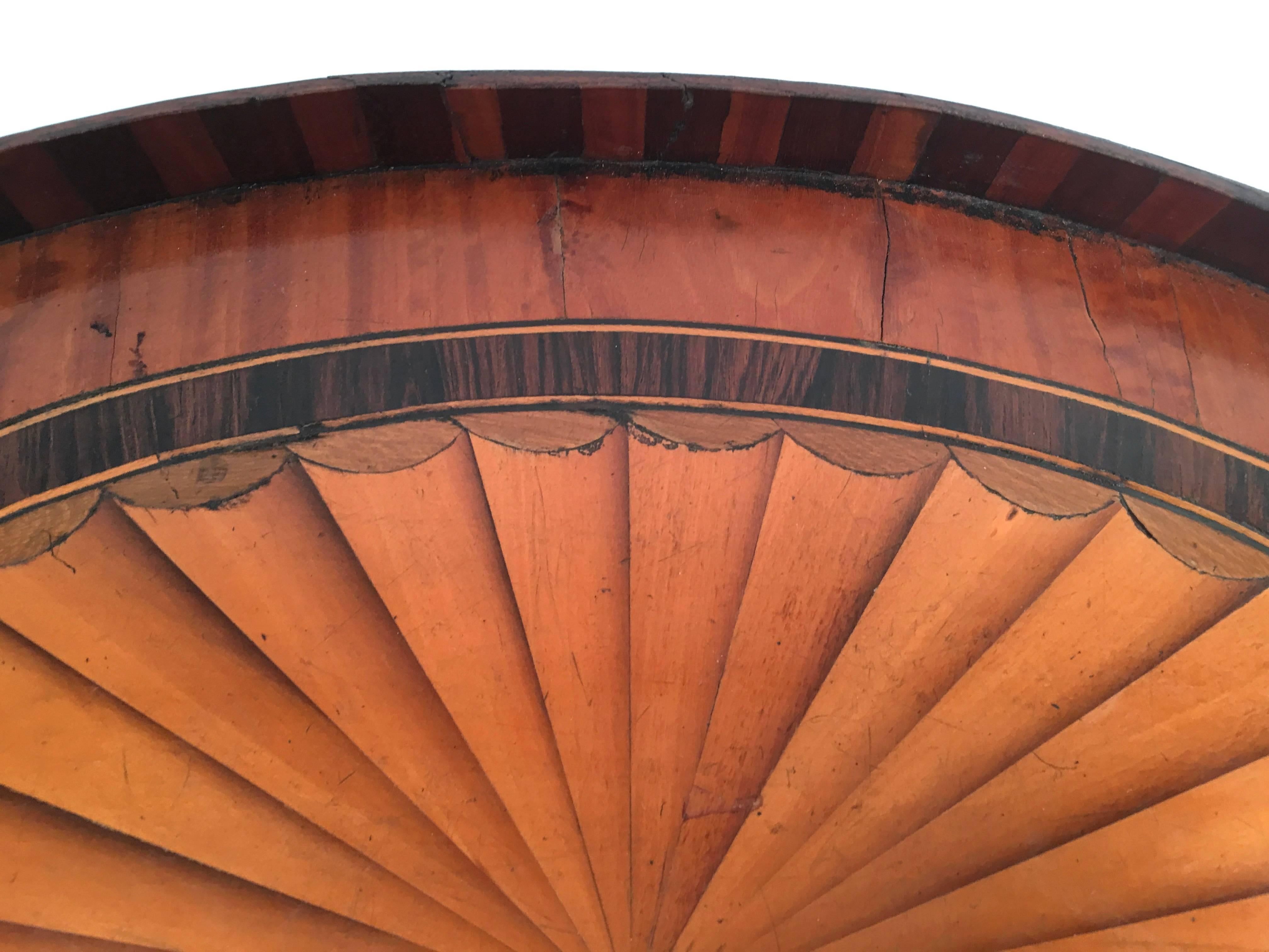 English George III Satinwood and Mahogany Marquetry Oval Tray