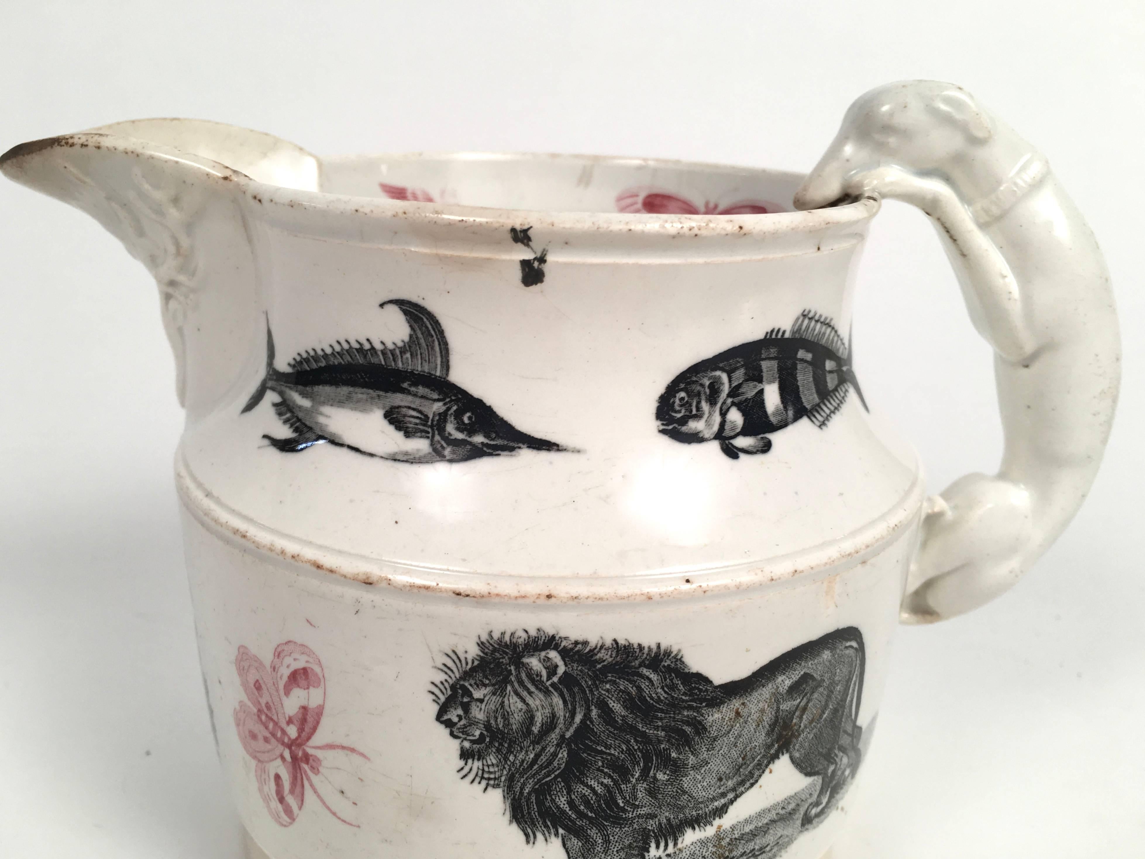 English Staffordshire Menageries Animal Decorated Pitcher