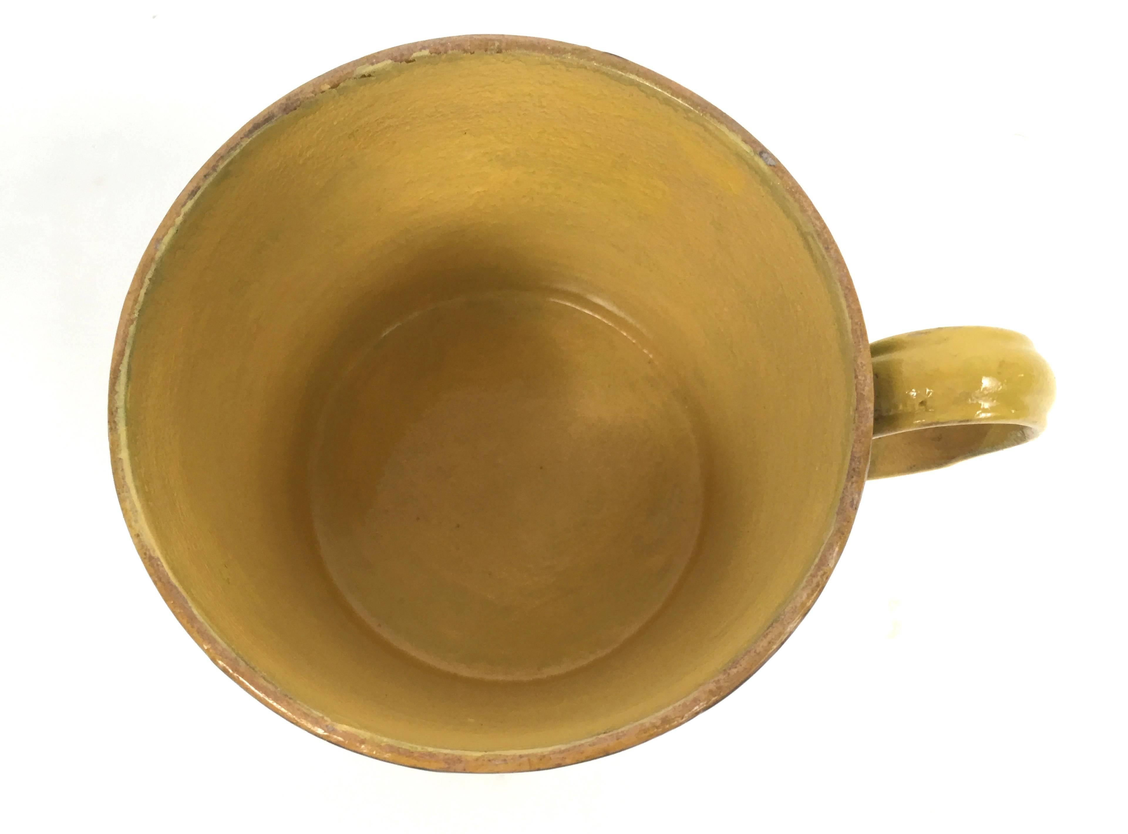 Glazed French Yellow Creil Mochaware Pottery Mug