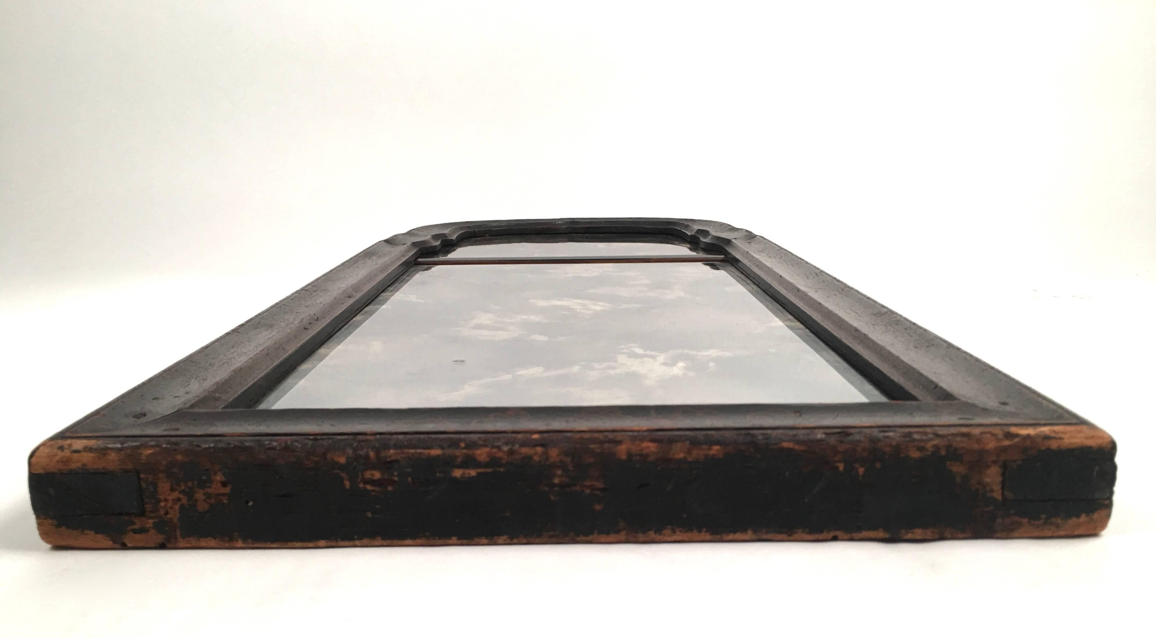 Early Queen Anne Black Japanned Chinoiserie Mirror 1