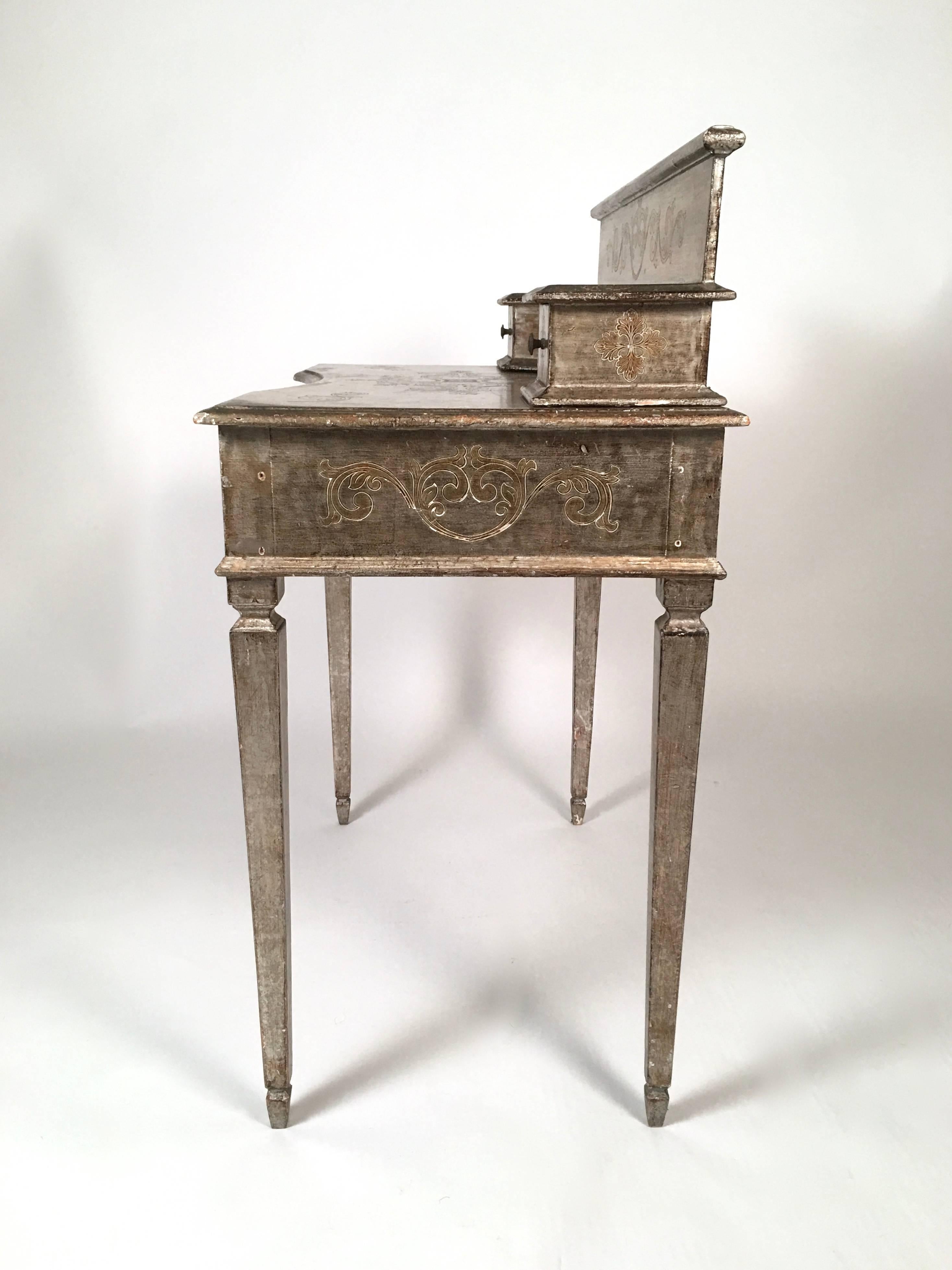 Italian Silver Leaf Dressing or Writing Table In Good Condition In Essex, MA
