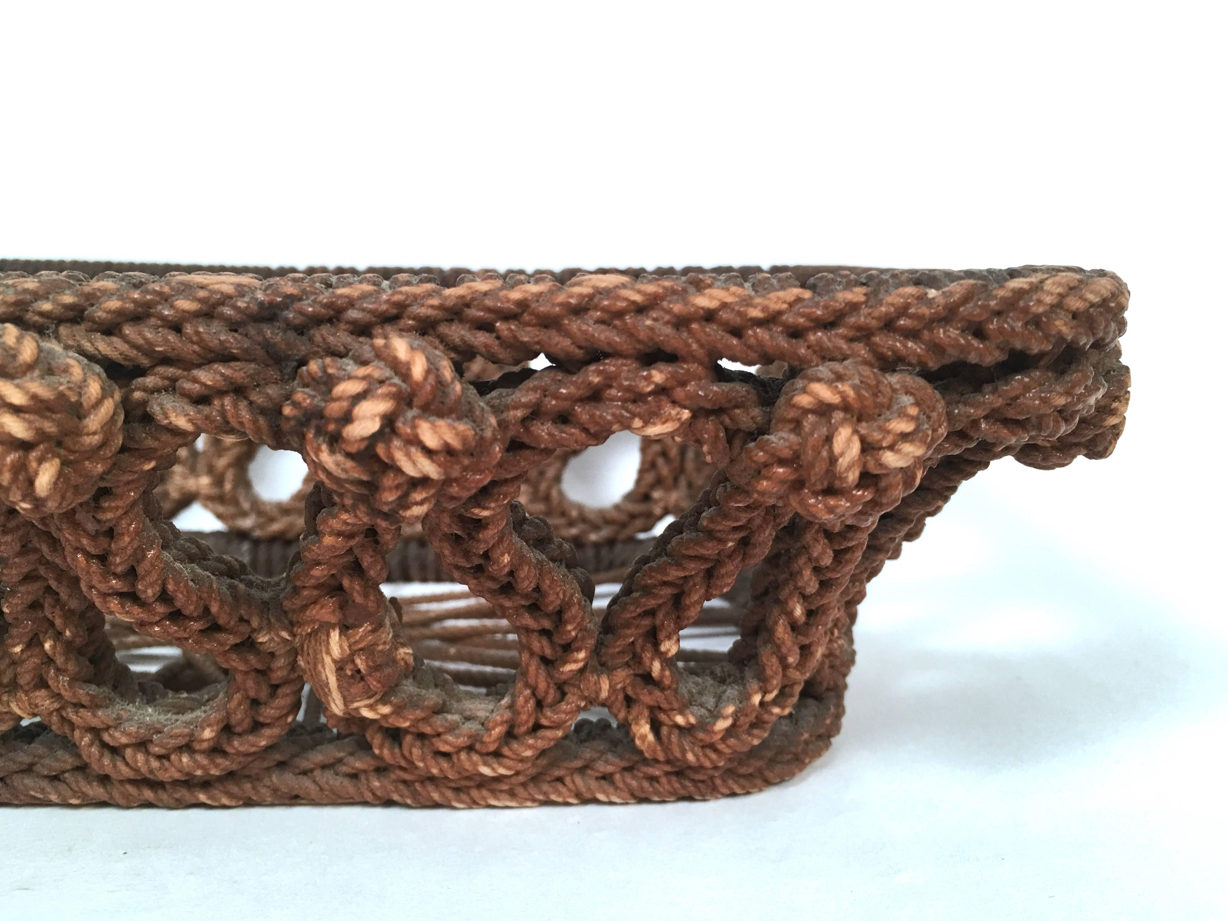 19th Century Sailor Made Ropework Basket In Good Condition In Essex, MA