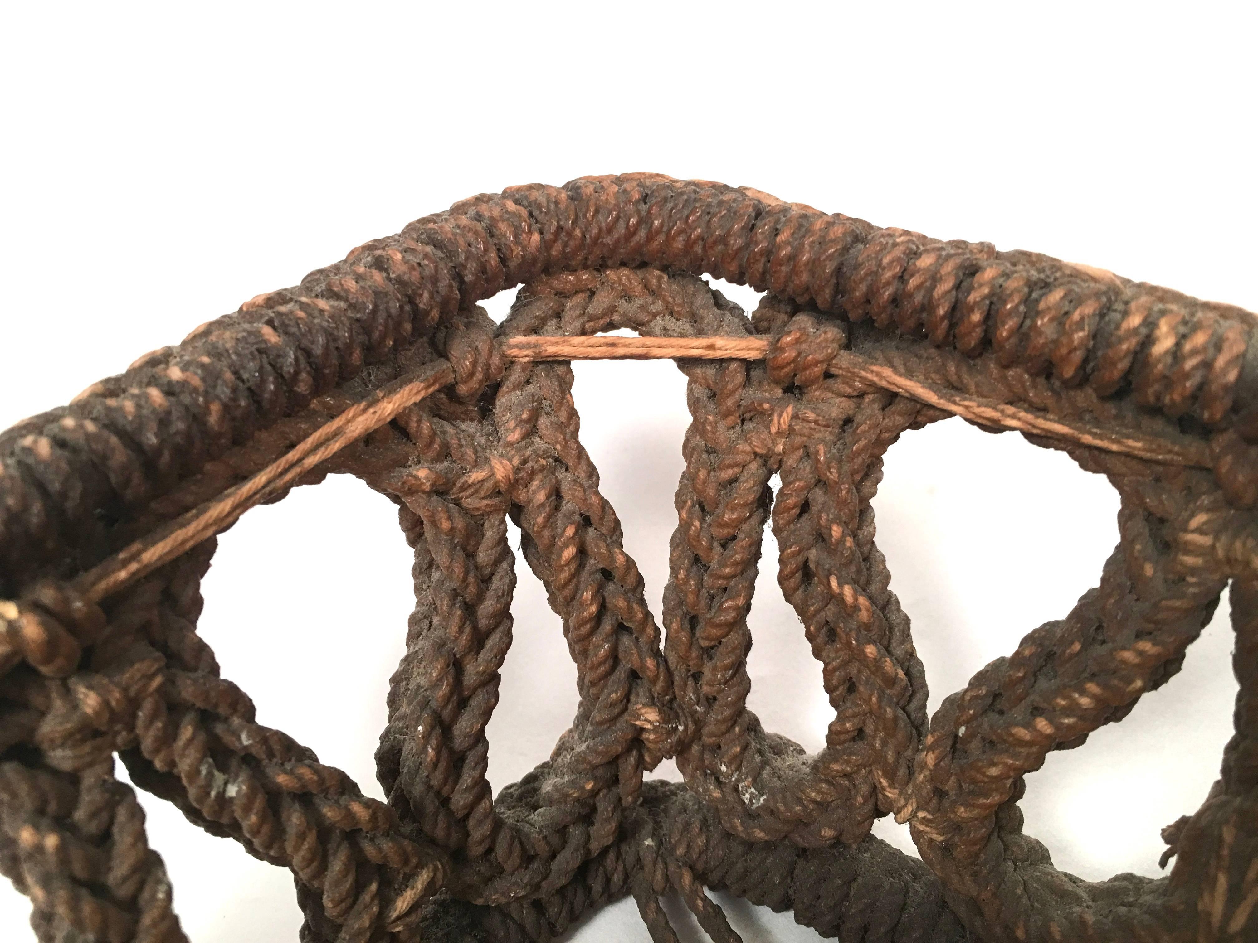 19th Century Sailor Made Ropework Basket 2