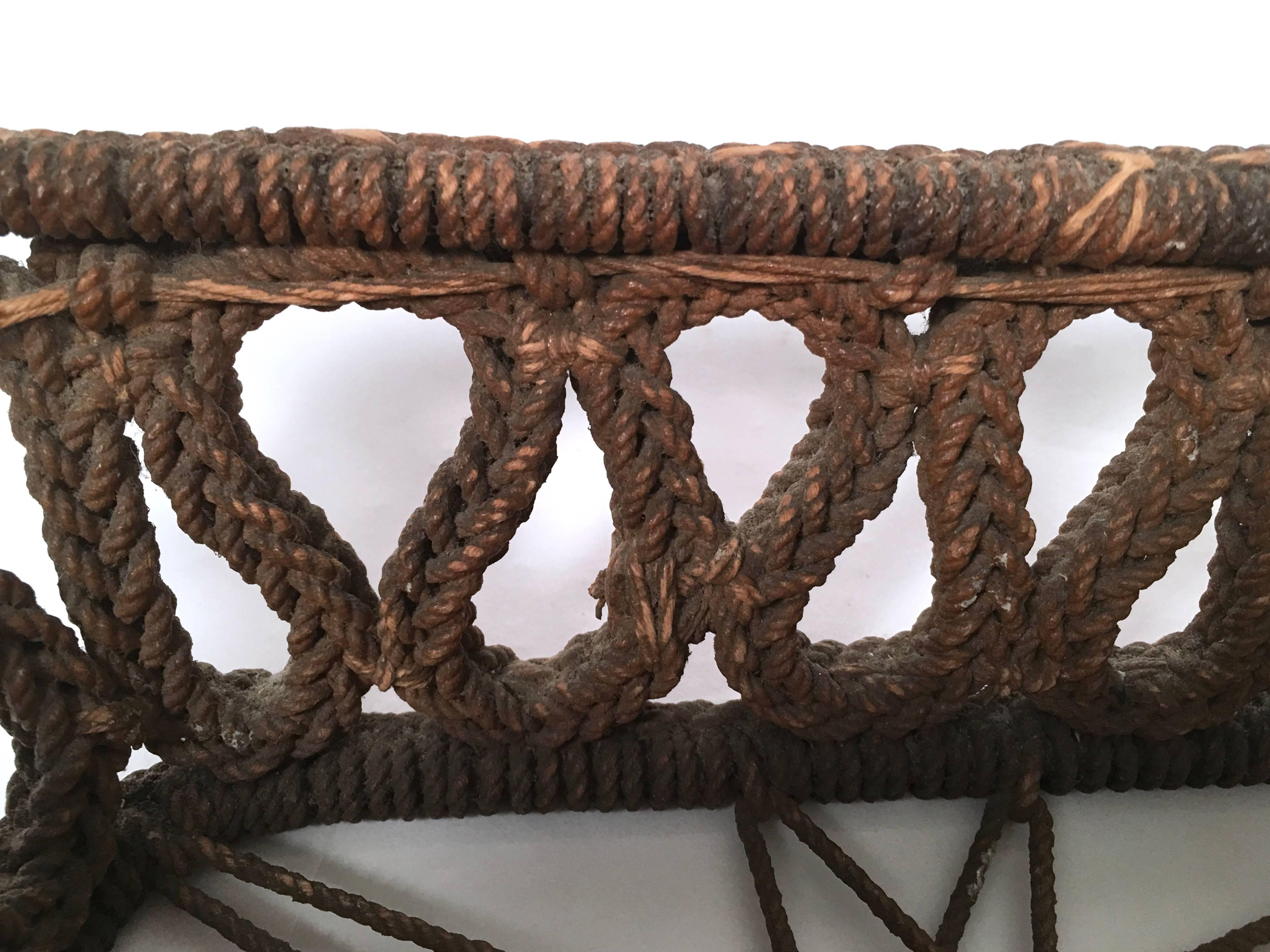 19th Century Sailor Made Ropework Basket 3