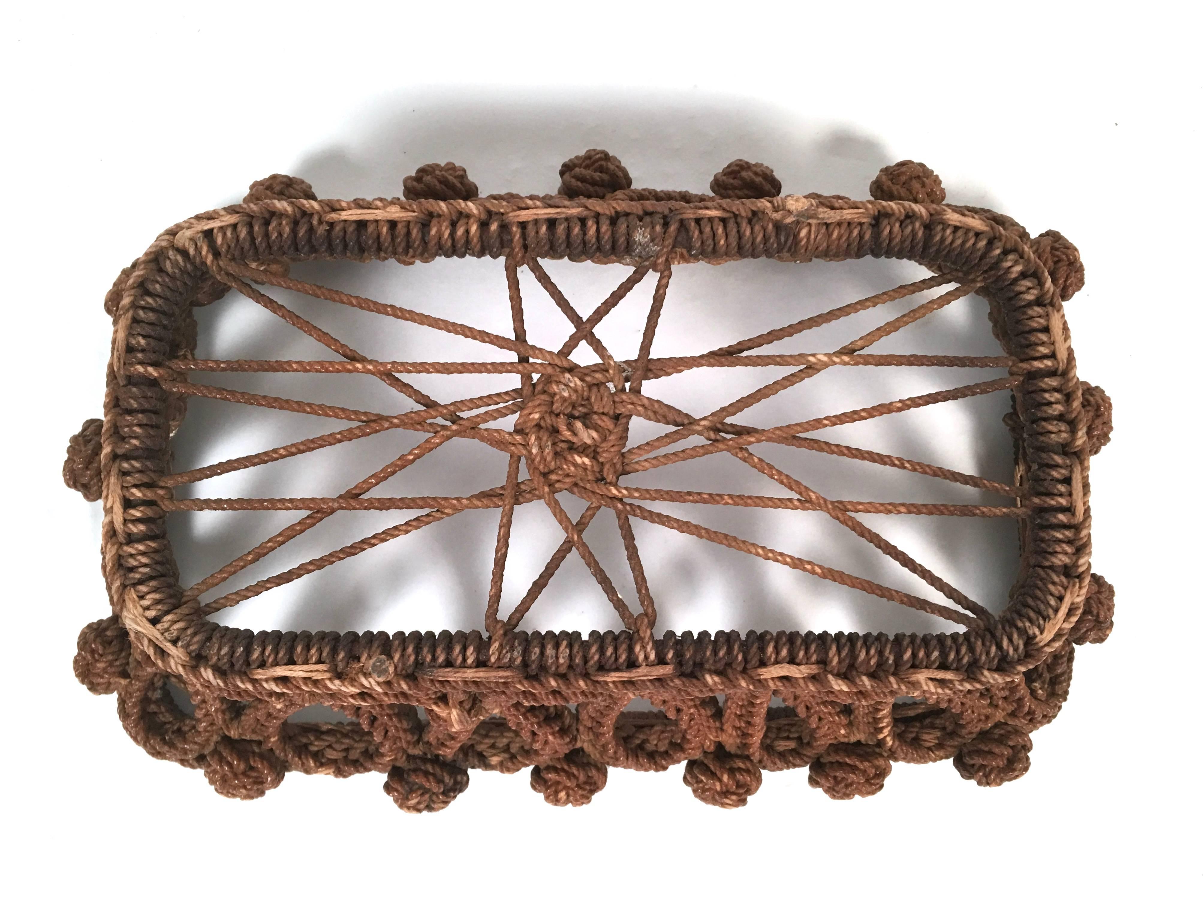19th Century Sailor Made Ropework Basket 4