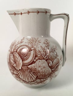 19th Century Staffordshire Pottery Sea Shell Decorated Pitcher