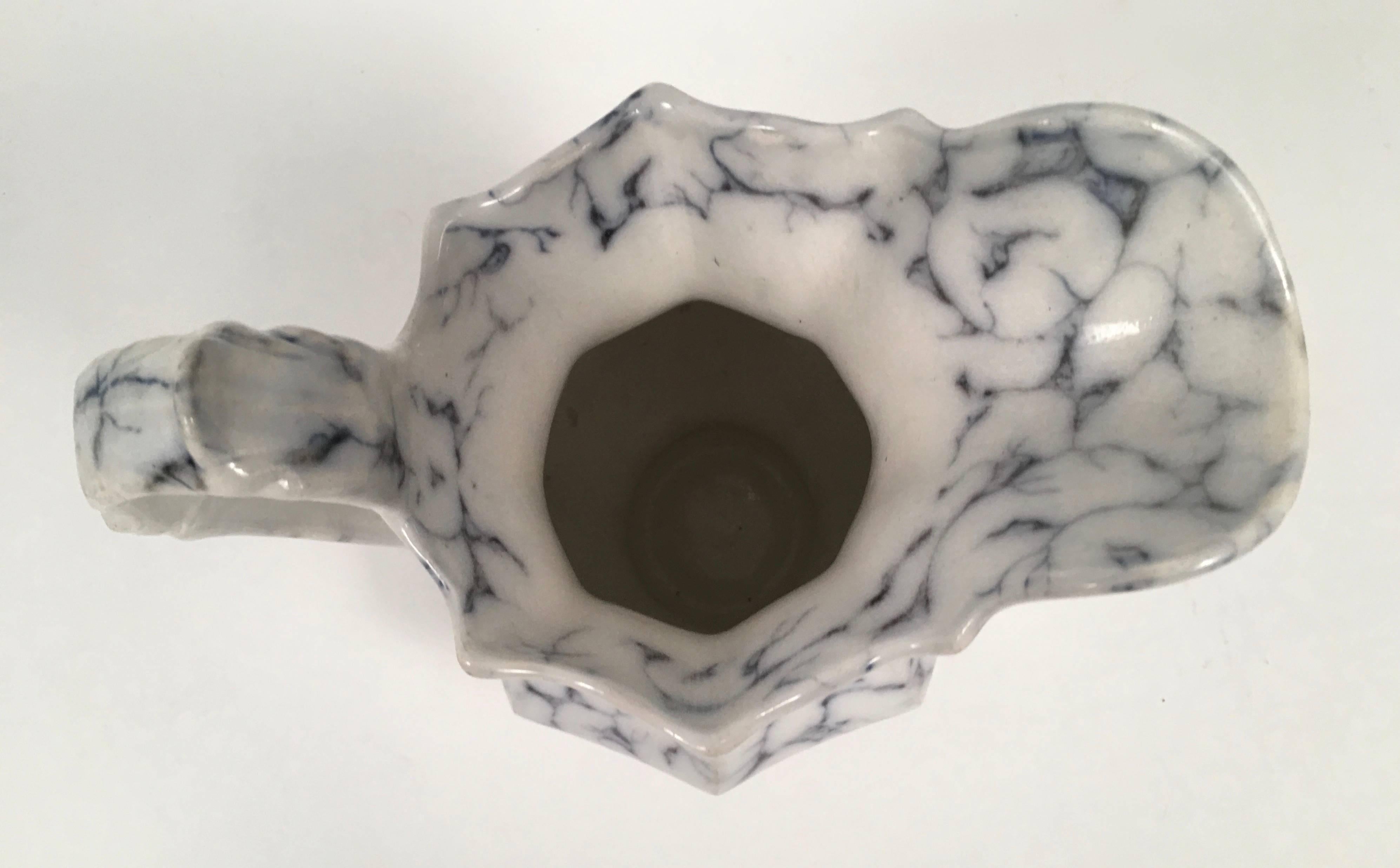 19th Century Staffordshire Pottery Faux Marble Pitcher In Good Condition In Essex, MA