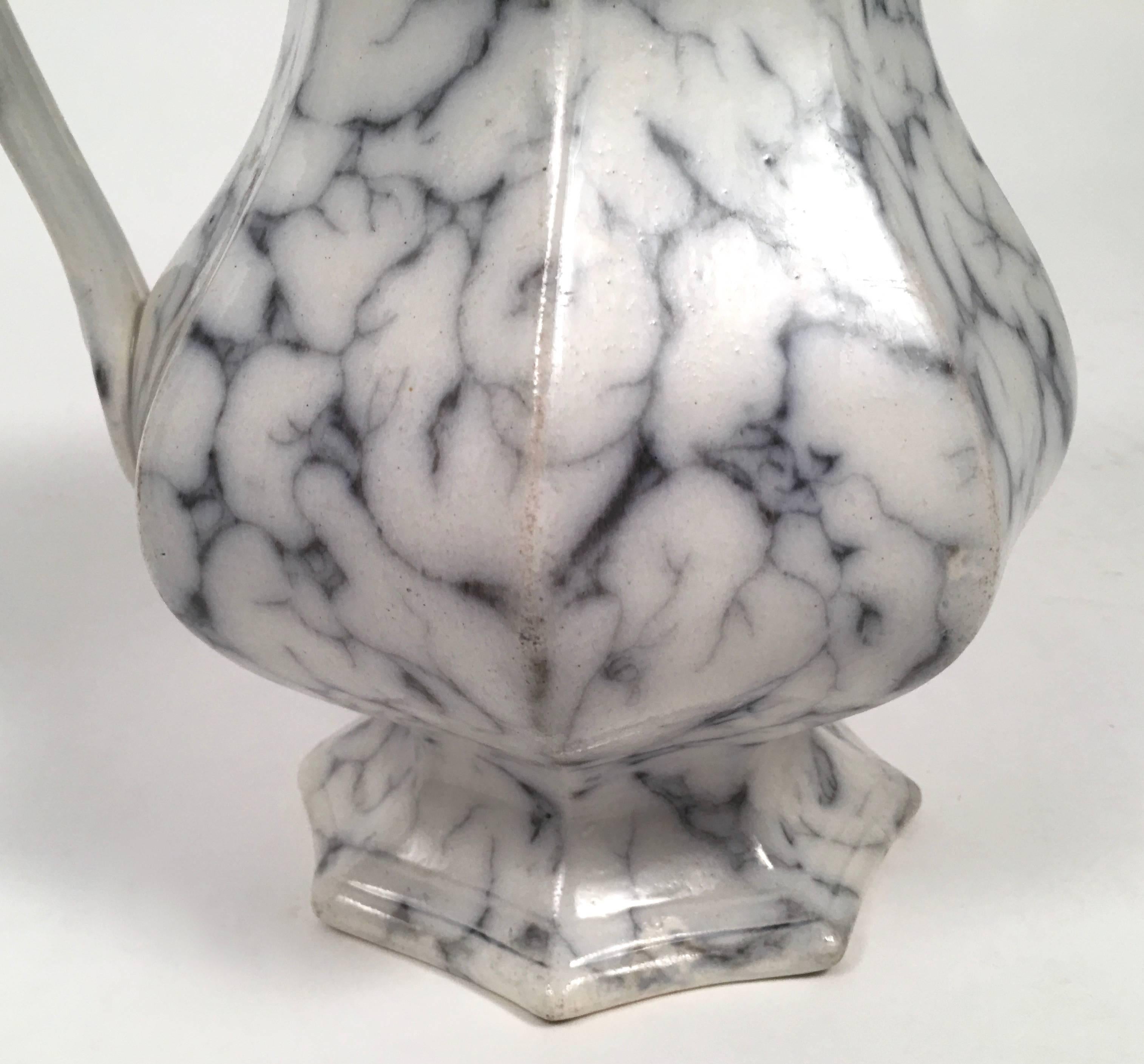 Earthenware 19th Century Staffordshire Pottery Faux Marble Pitcher