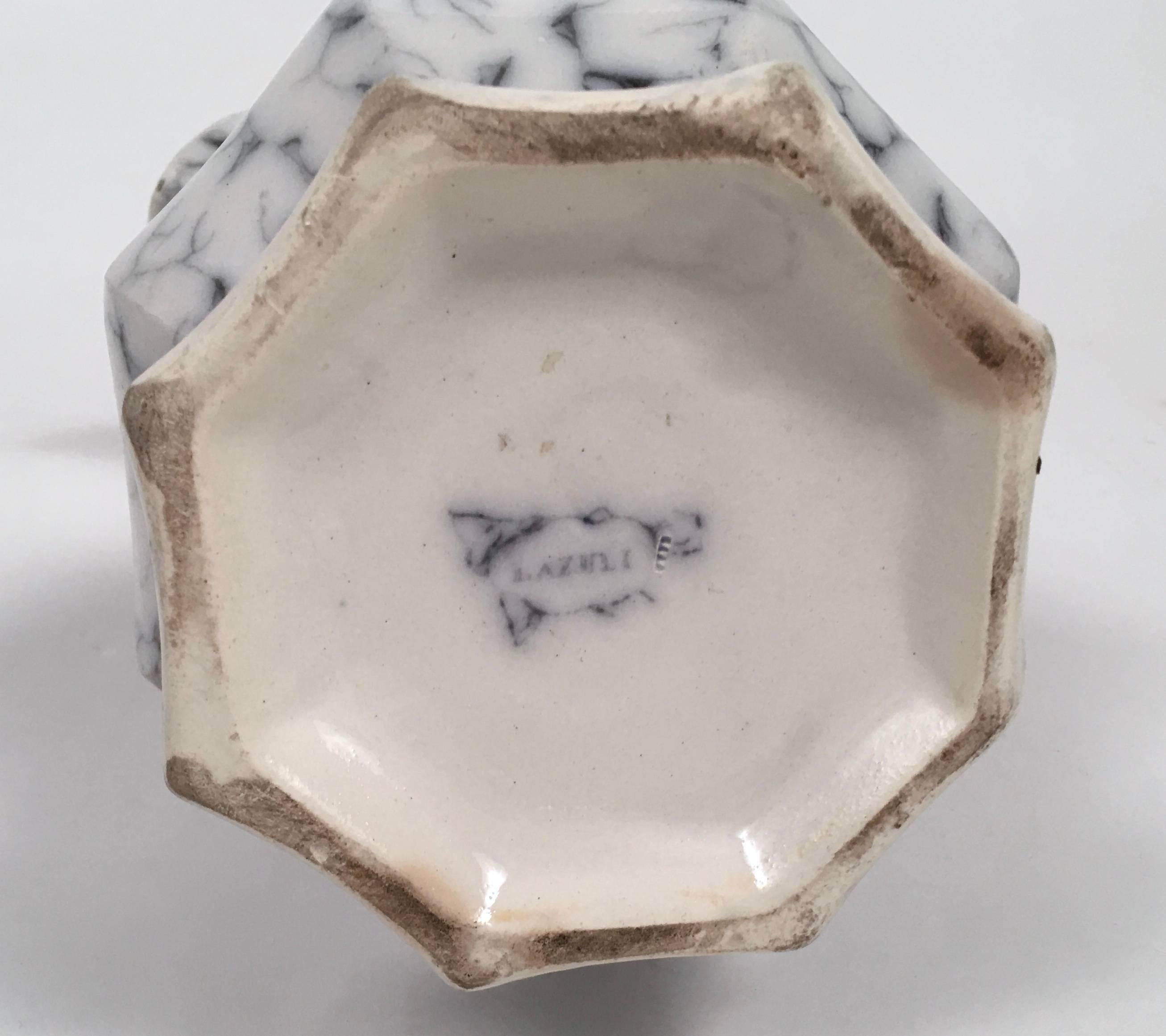 19th Century Staffordshire Pottery Faux Marble Pitcher 2