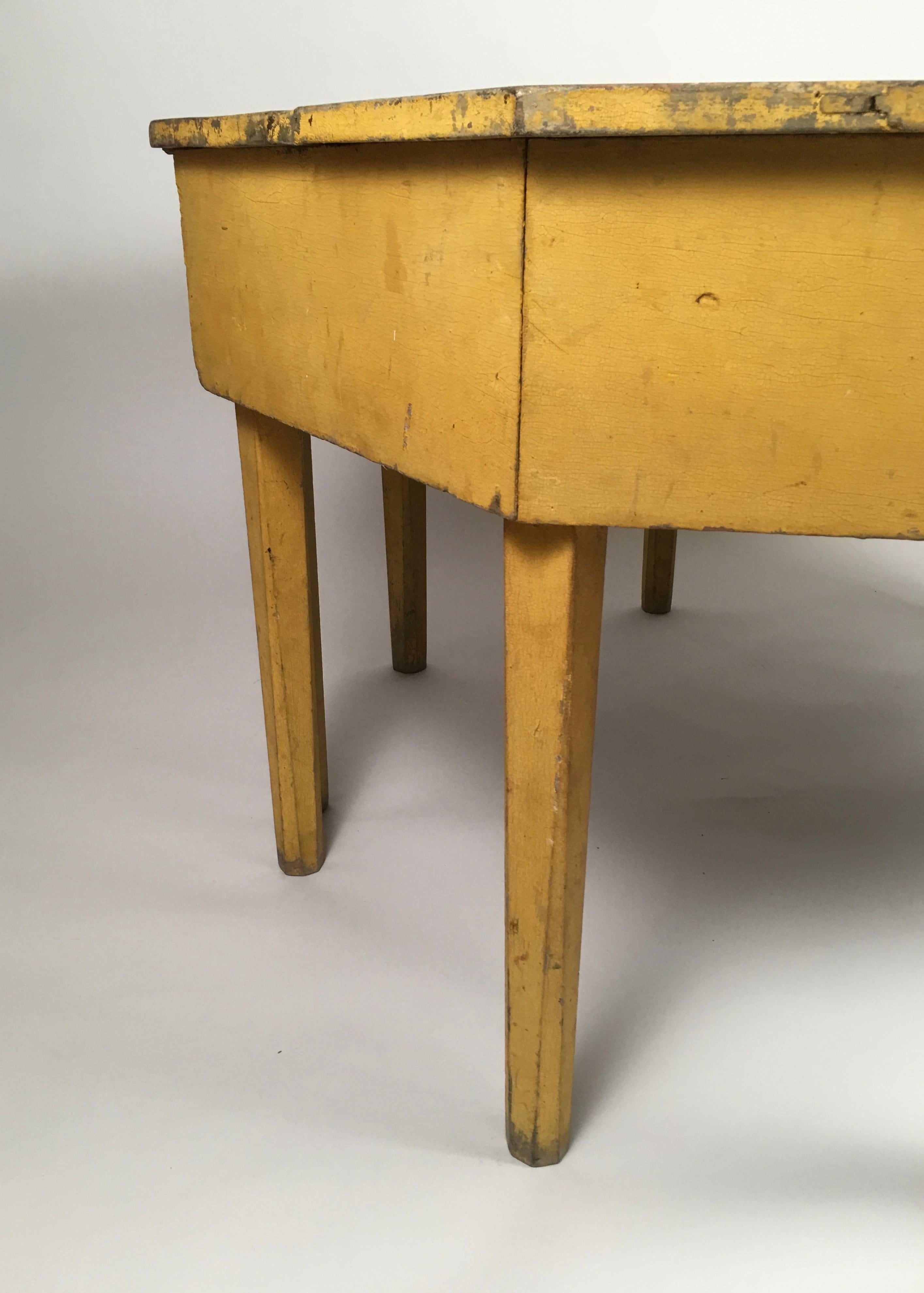 Wood Pair of 19th Century Country Console Tables in Original Yellow Paint