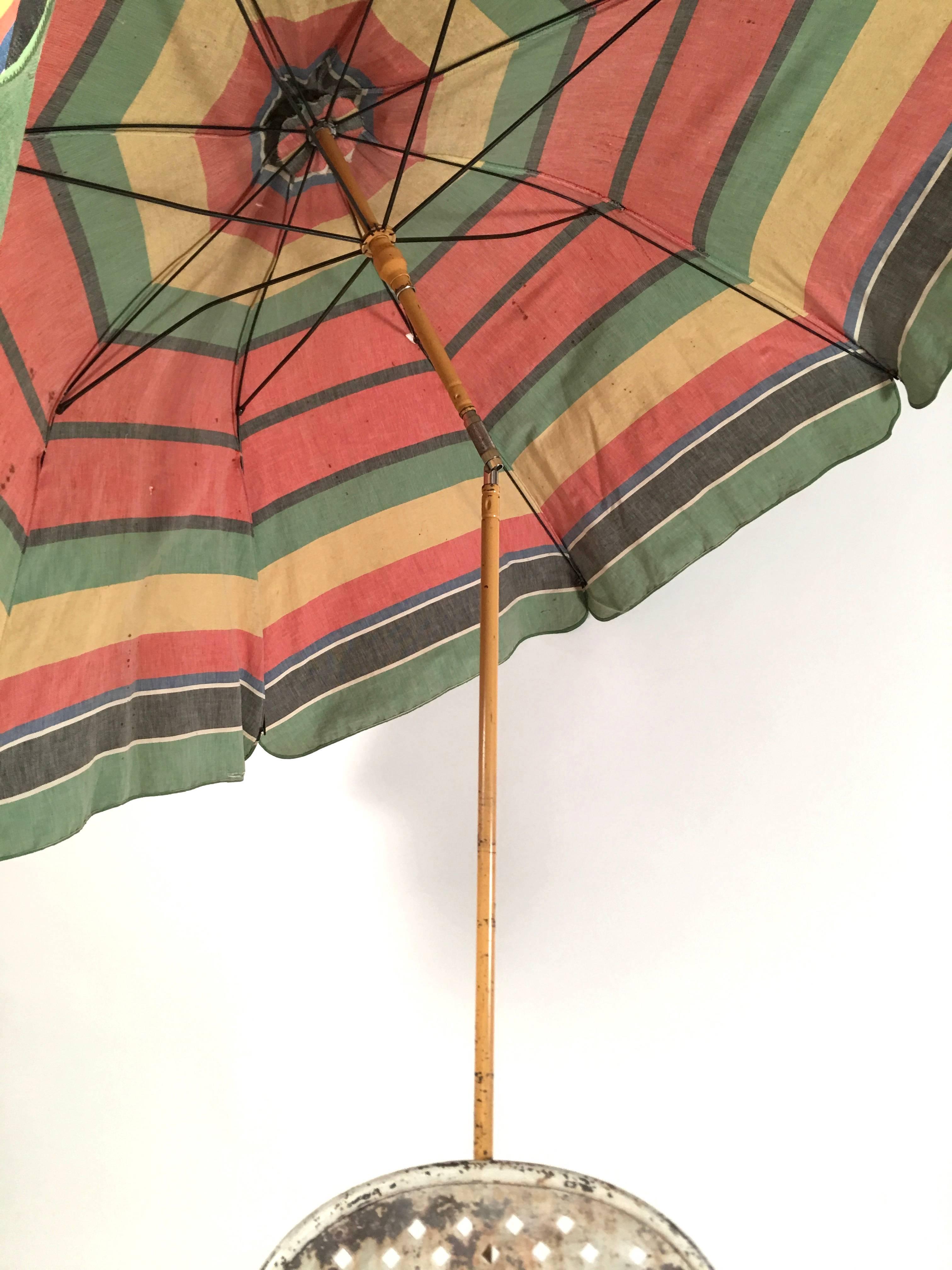 French  Iron Garden Chair with Adjustable and Removable Umbrella, circa 1920s 2