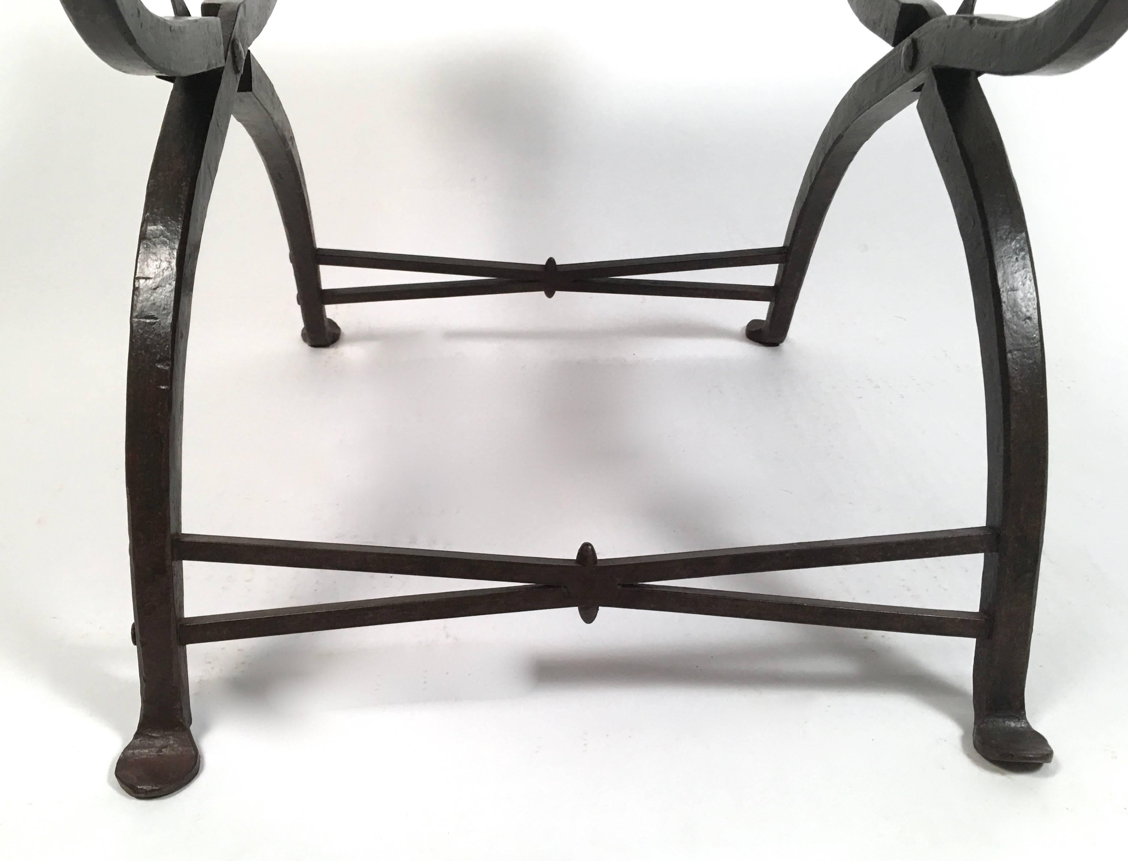 20th Century Matched Pair of Leather and Iron Morgan Colt Stools or Benches