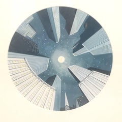 Art Deco Melbourne Brindle Blue Drawing for a Skyscraper Ceiling Painting Design