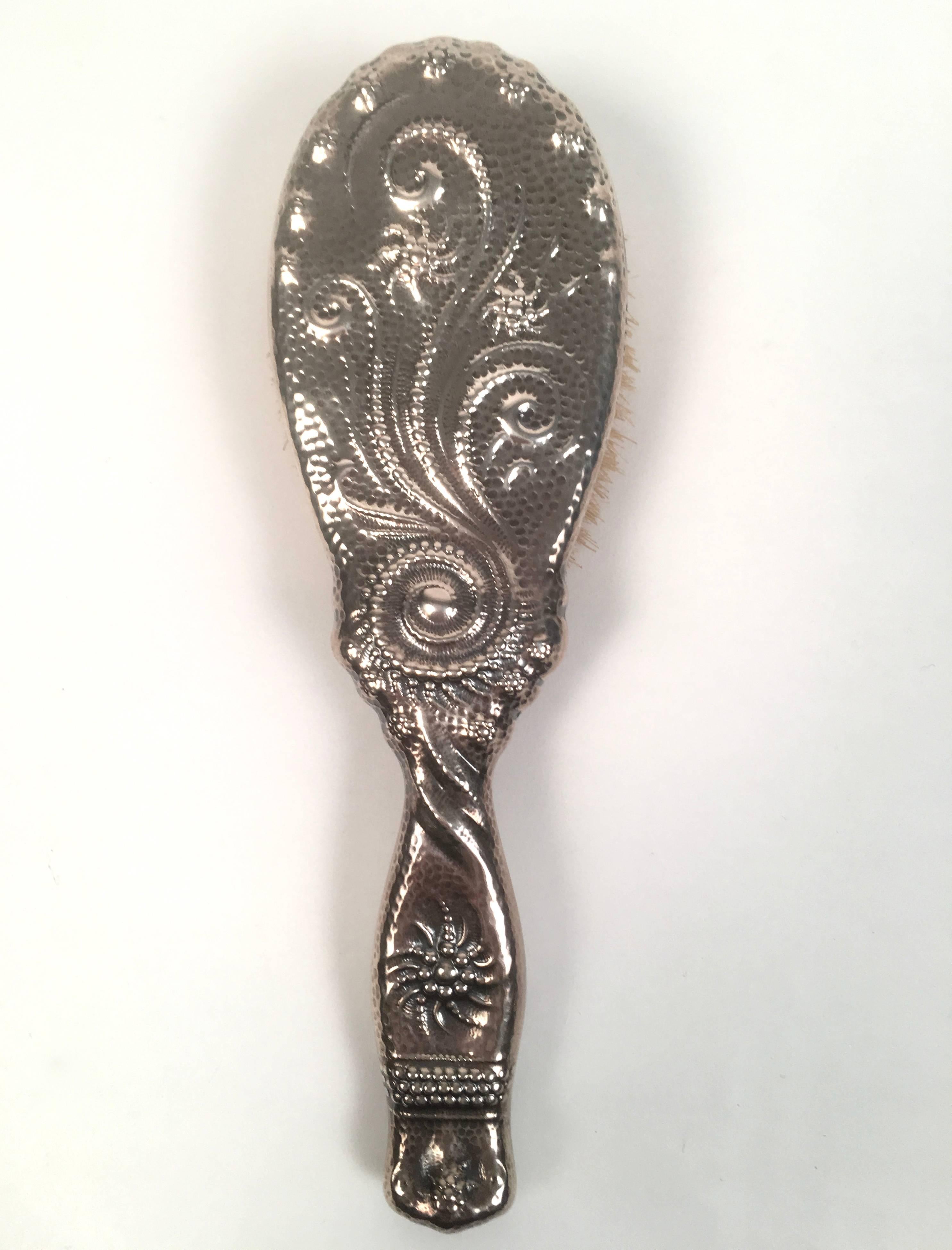 19th Century Sterling Silver Hand Mirror and Hair Brush w (amerikanisch)