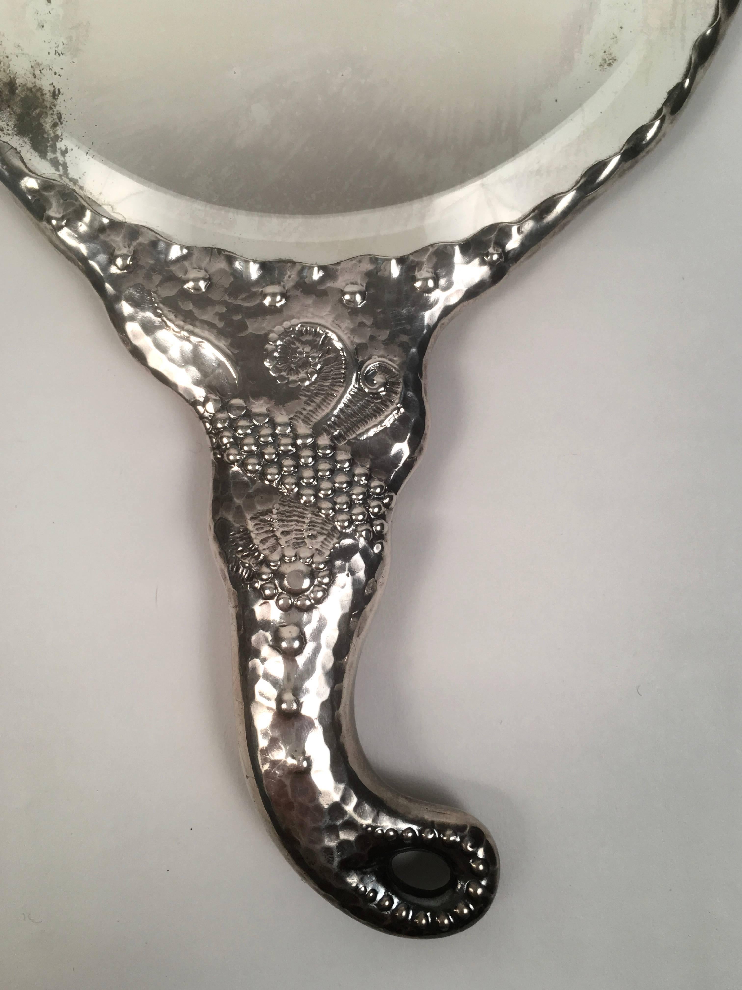 American 19th Century Sterling Silver Hand Mirror and Hair Brush w