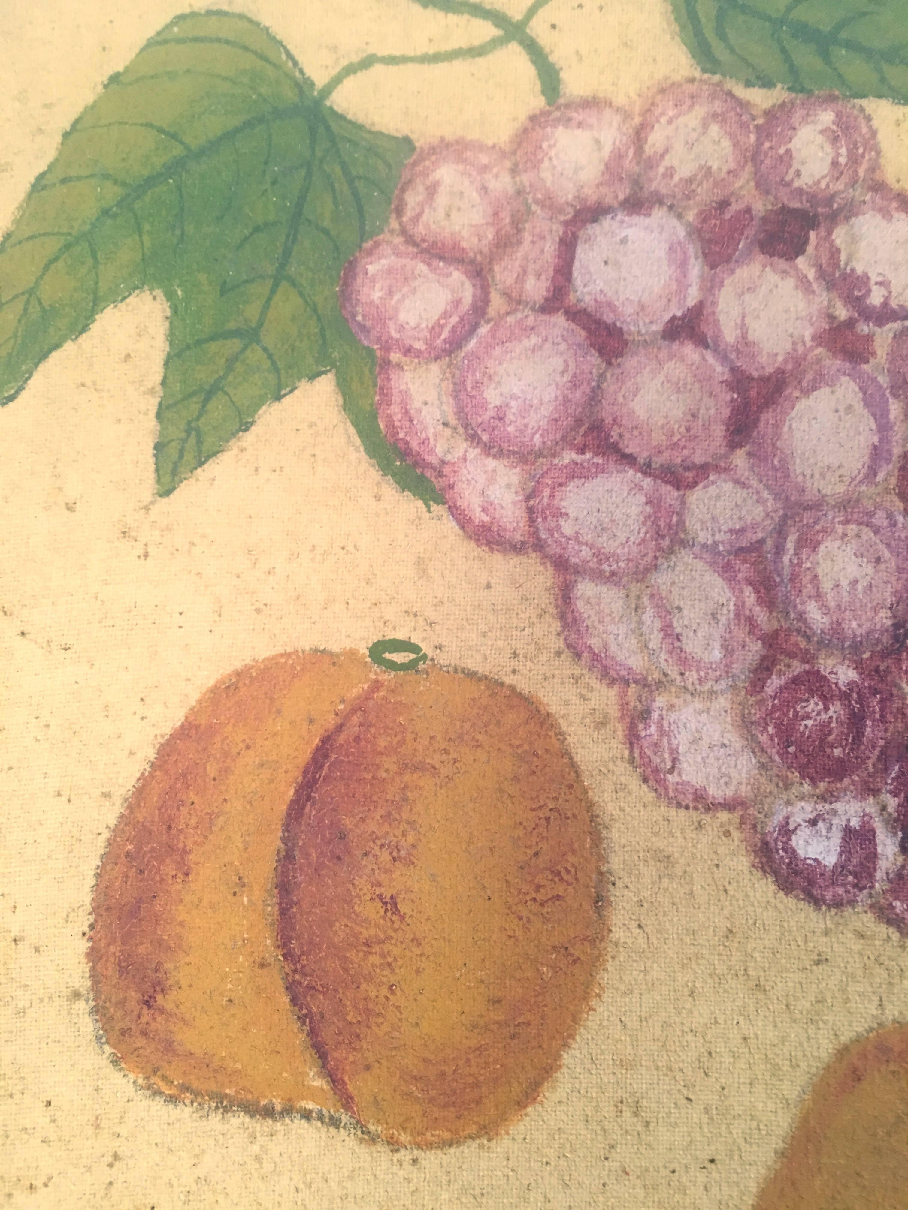 American Folk Art Fruit Still Life Theorem Painting, circa 1895 In Good Condition In Essex, MA