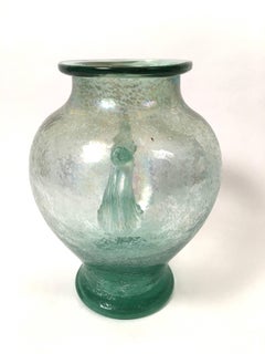 Murano Green Scavo Glass Neoclassical Vase
