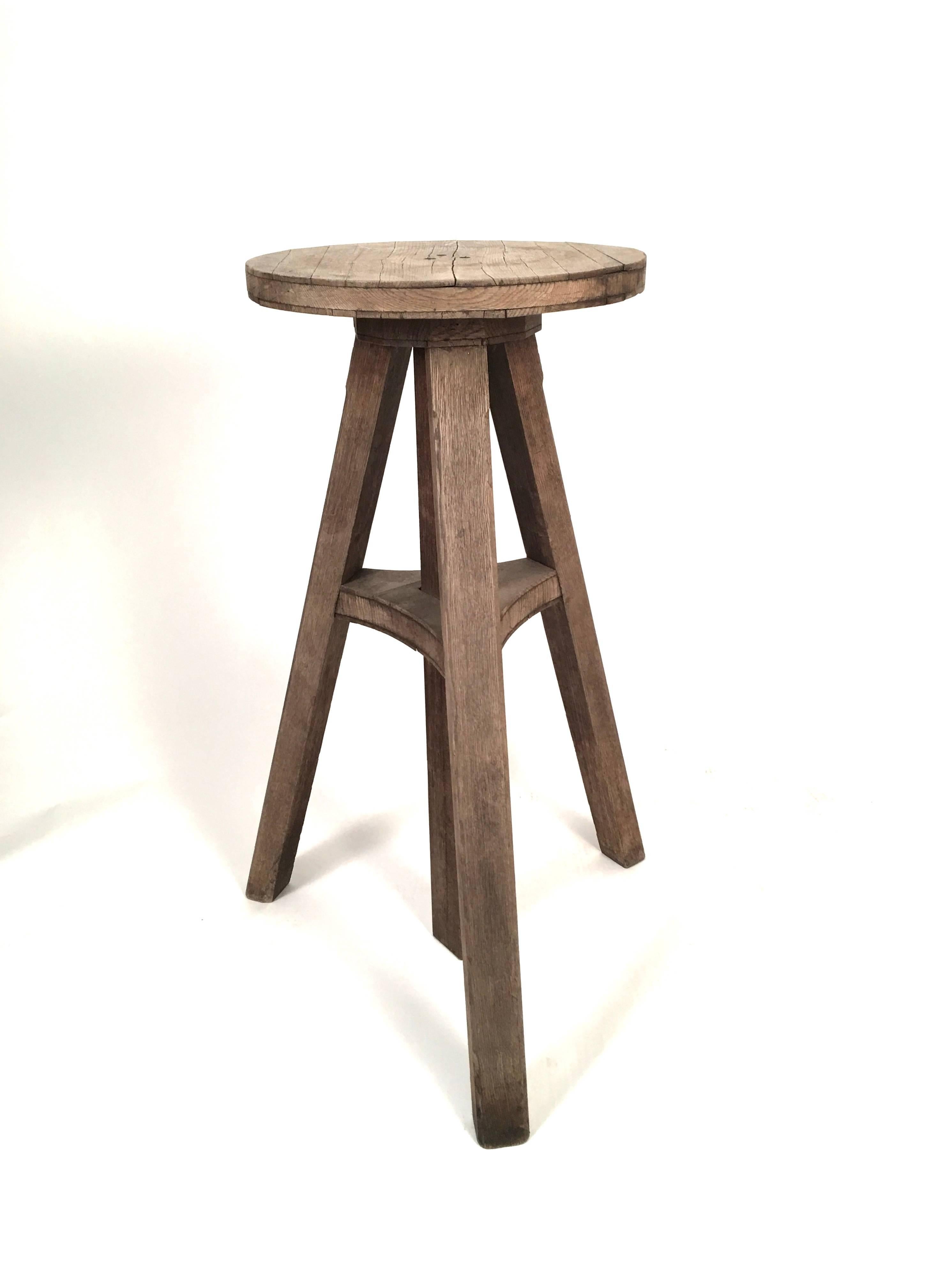 Arts and Crafts Oak Adjustable Height Sculptor's Stand