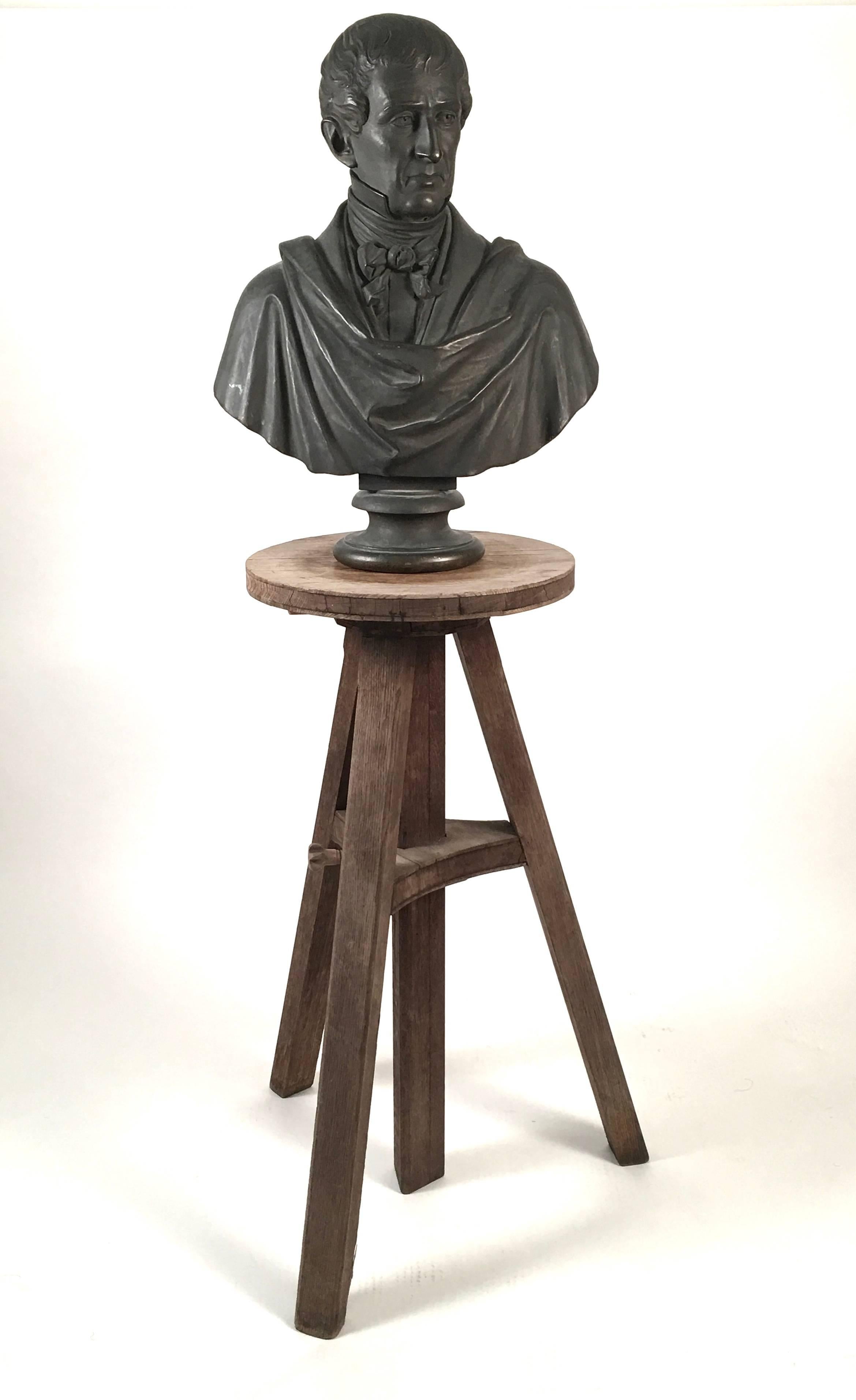 Oak Adjustable Height Sculptor's Stand 4