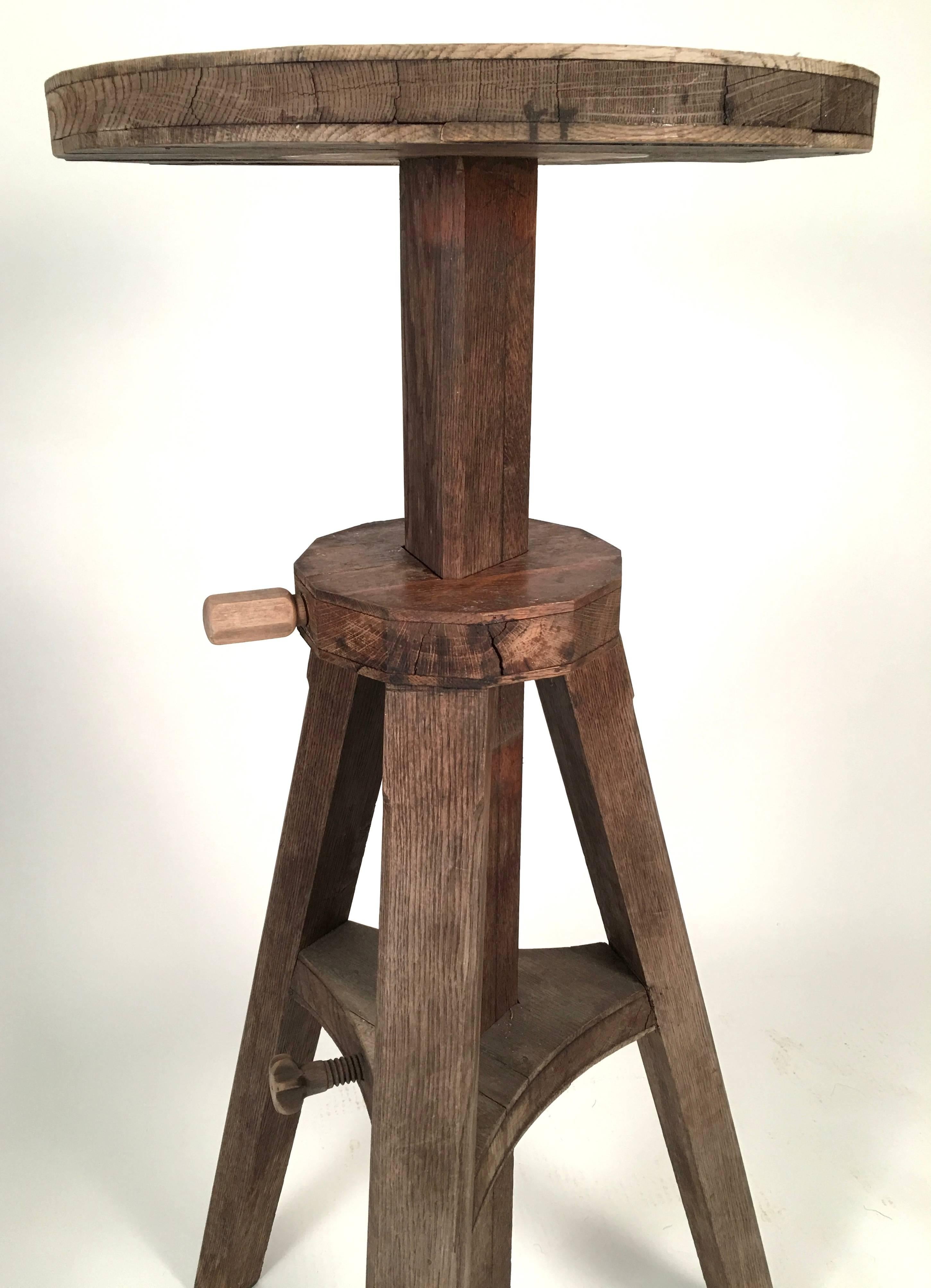 French Oak Adjustable Height Sculptor's Stand