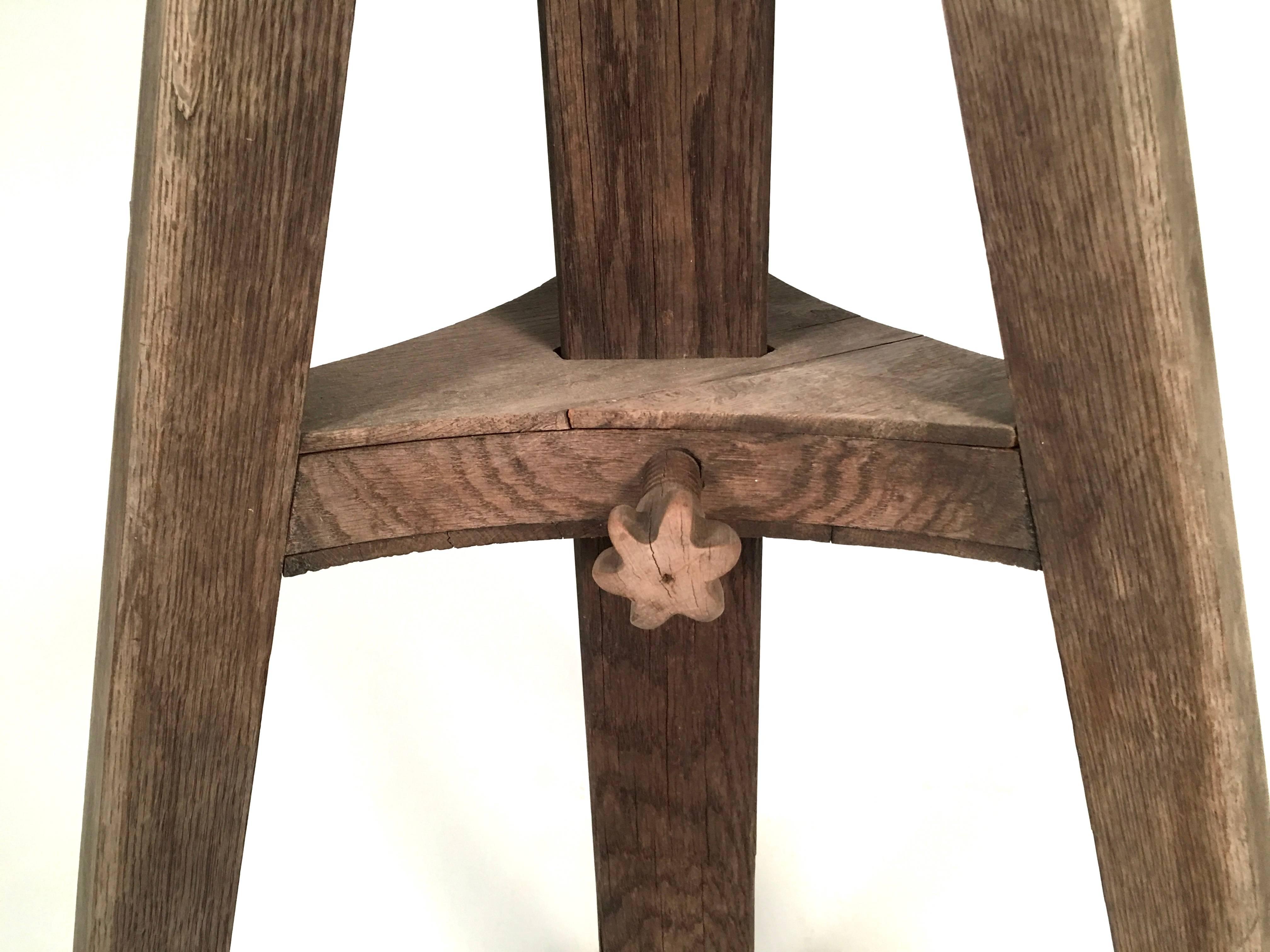 Oak Adjustable Height Sculptor's Stand 1