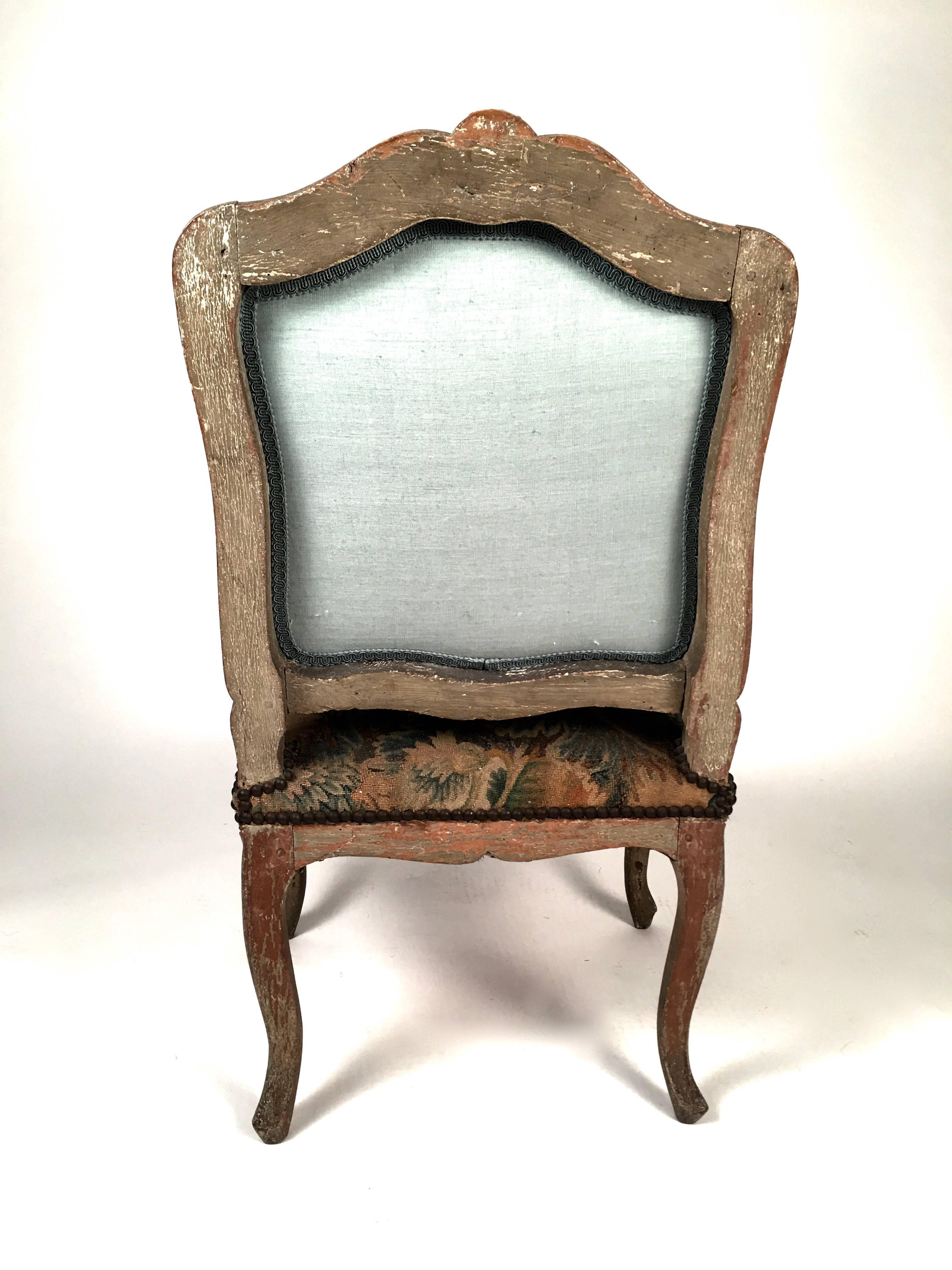 18th Century Set of Four French Louis XV Chairs with Period Floral Needlework Upholstery